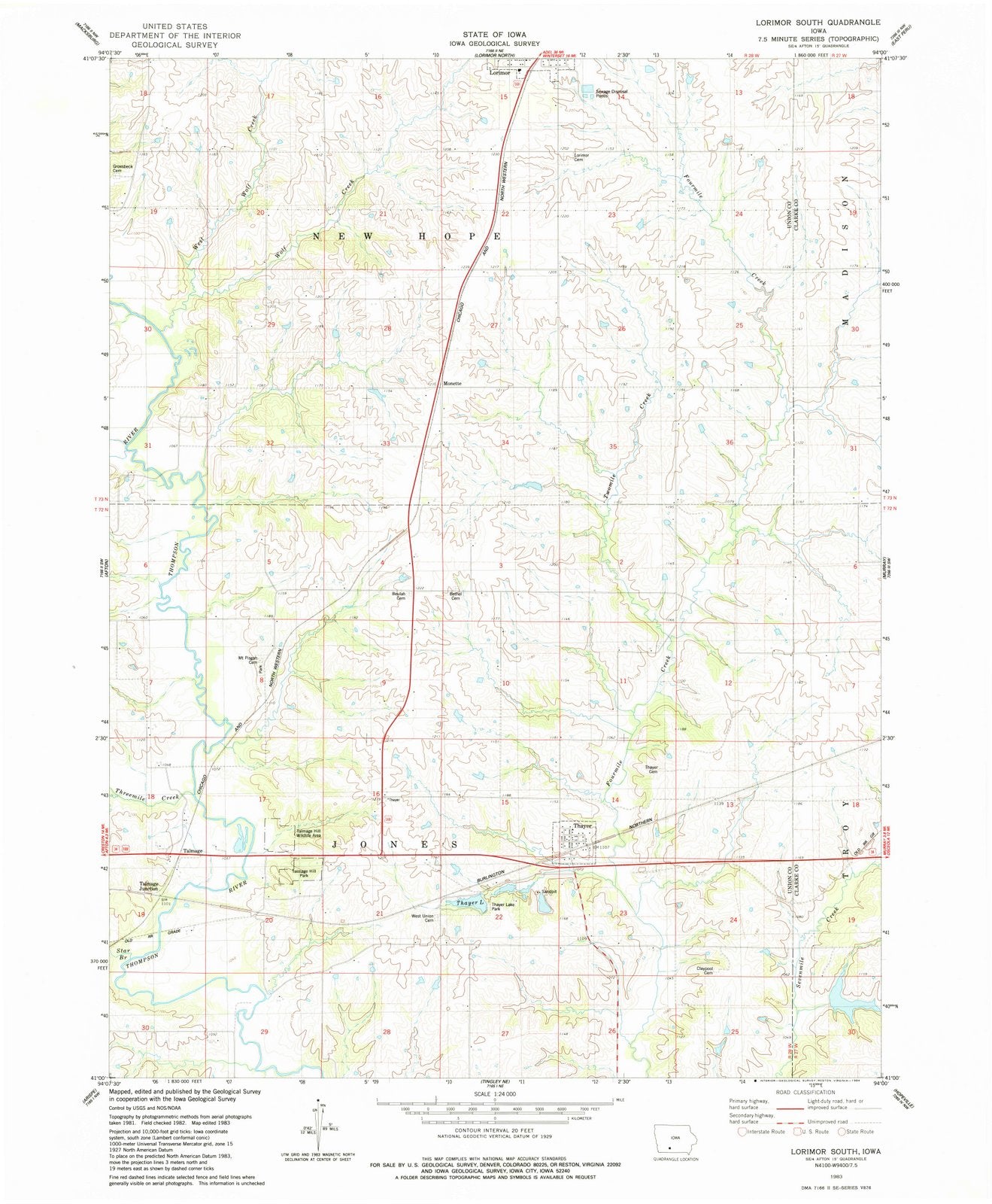 1983 Lorimor South, IA - Iowa - USGS Topographic Map