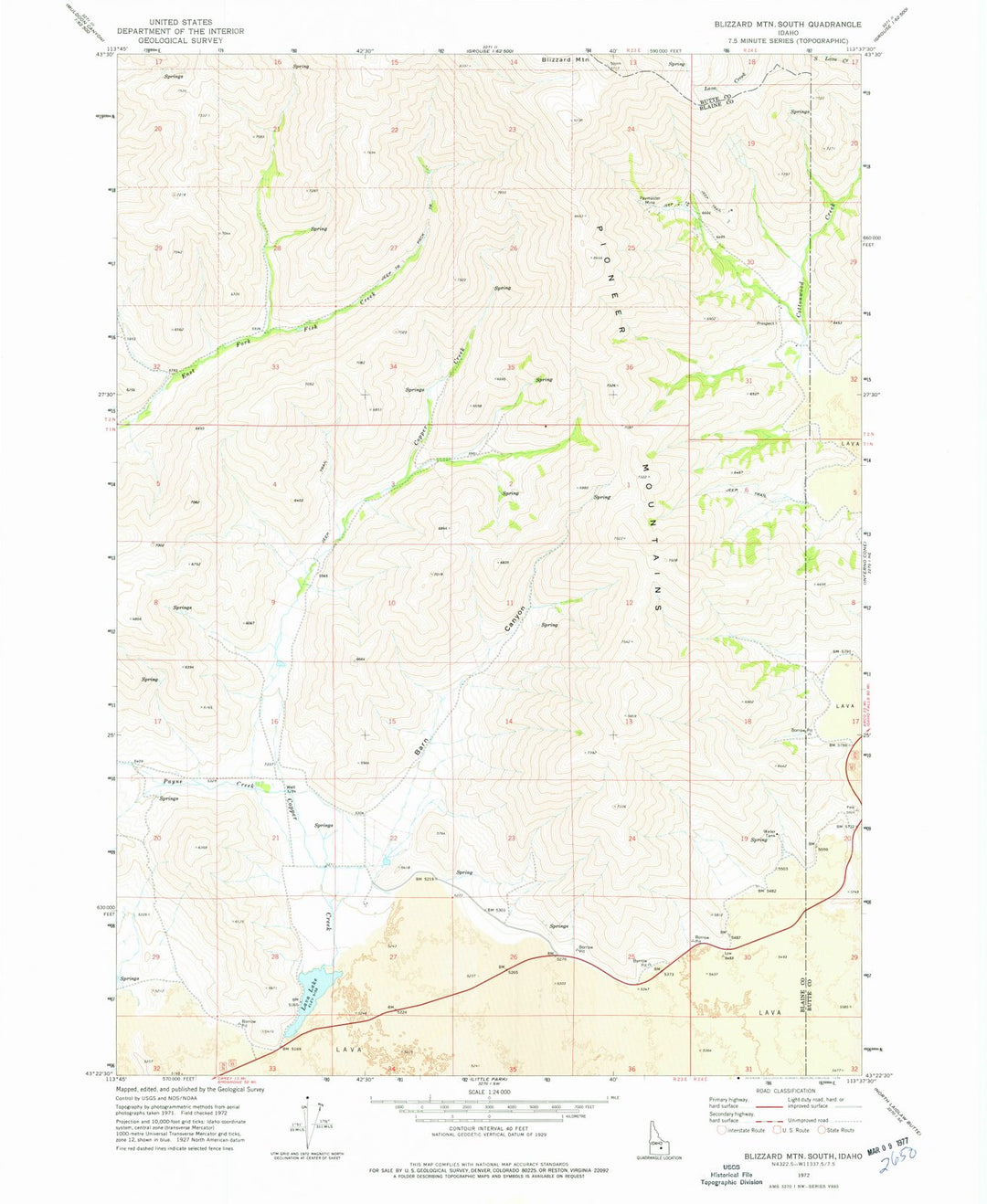 1972 Blizzard MTN South, ID - Idaho - USGS Topographic Map