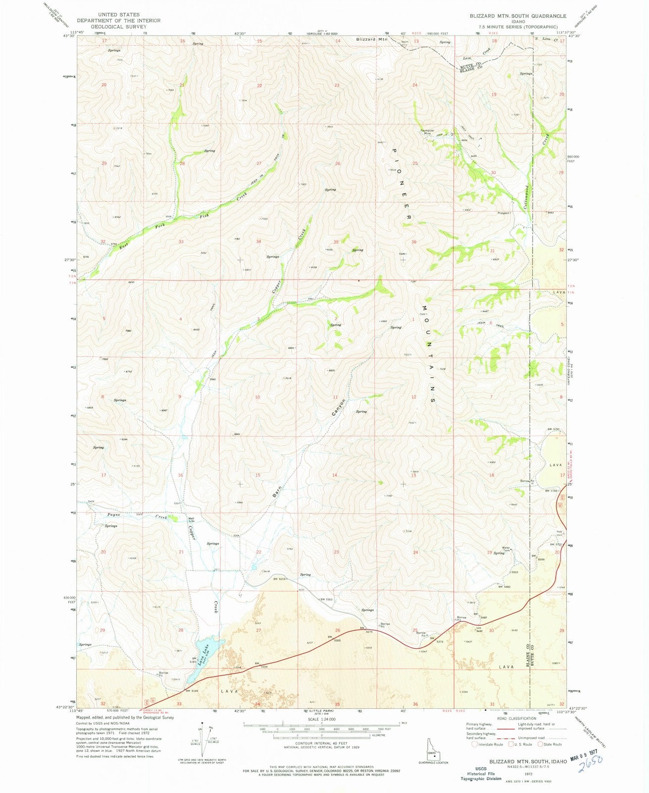 1972 Blizzard MTN South, ID - Idaho - USGS Topographic Map