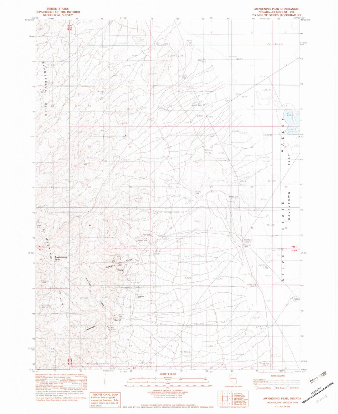 1982 Awakening Peak, NV - Nevada - USGS Topographic Map