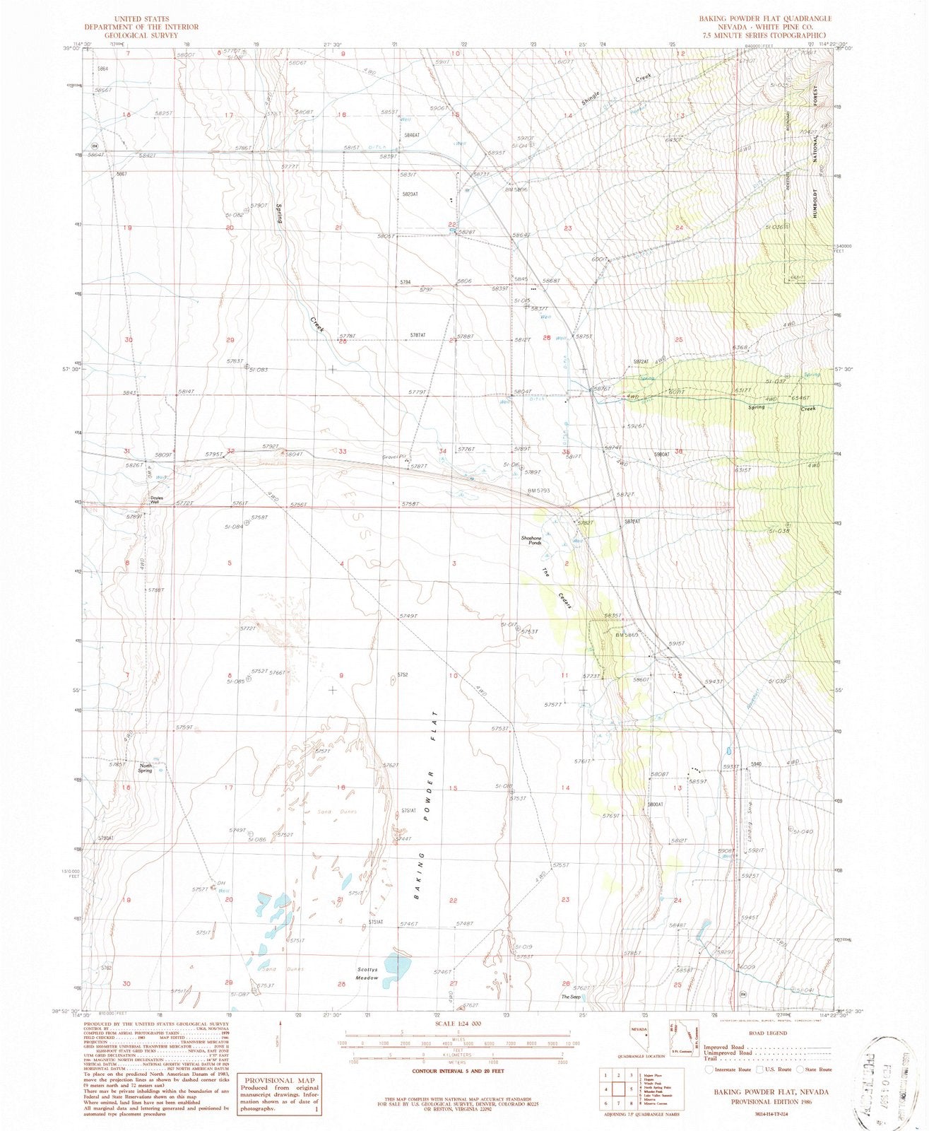 1986 Baking Powder Flat, NV - Nevada - USGS Topographic Map