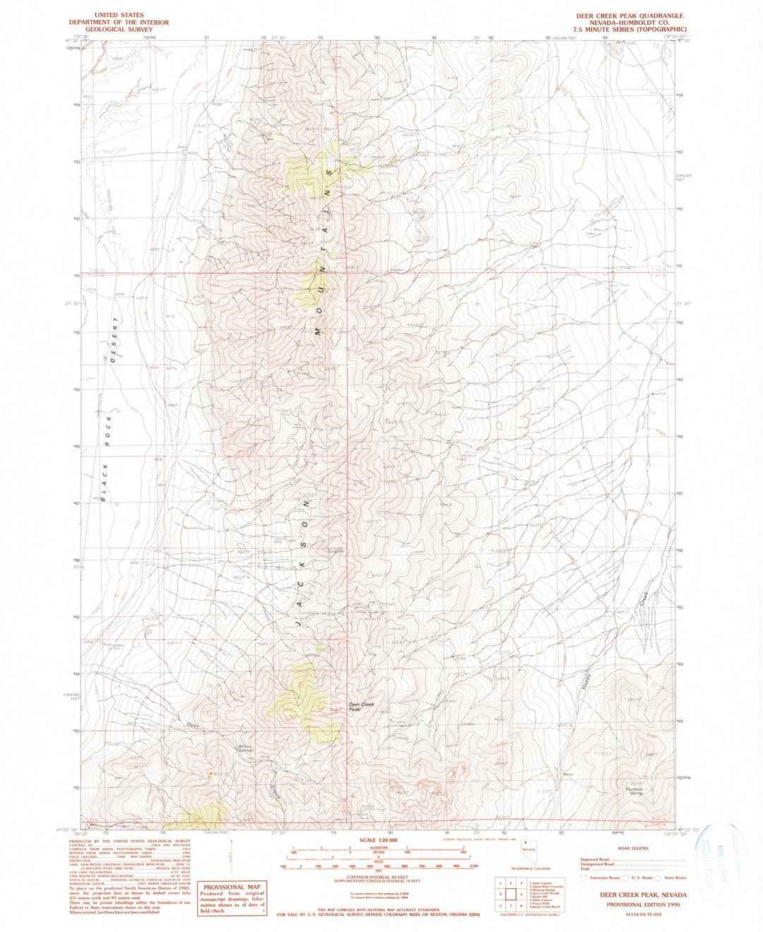 1990 Deer Creek Peak, NV - Nevada - USGS Topographic Map