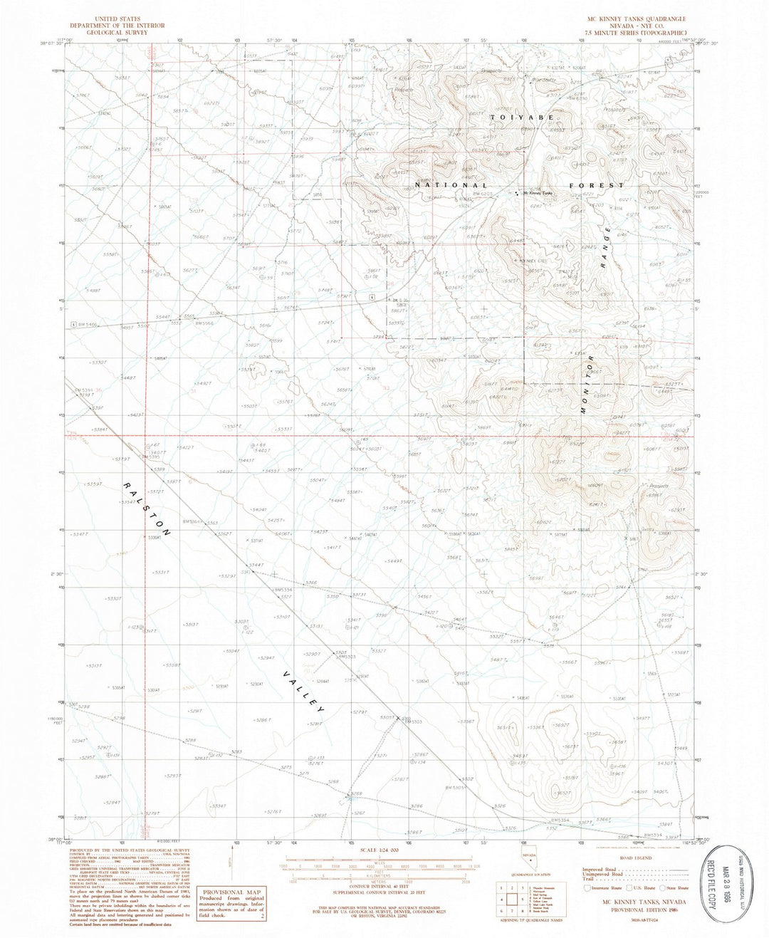 1986 Mc Kinney Tanks, NV - Nevada - USGS Topographic Map