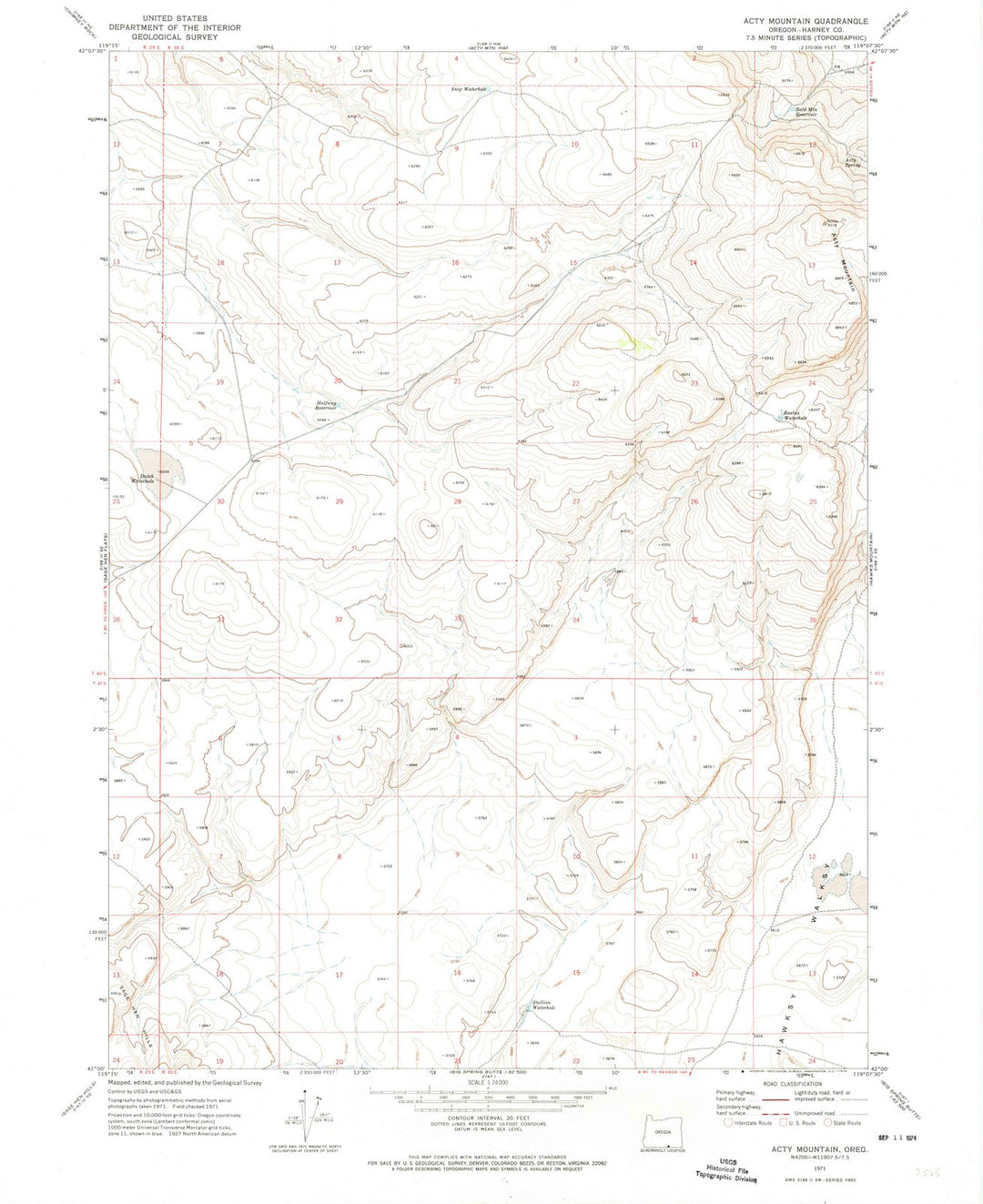 1971 Acty Mountain, OR - Oregon - USGS Topographic Map v3