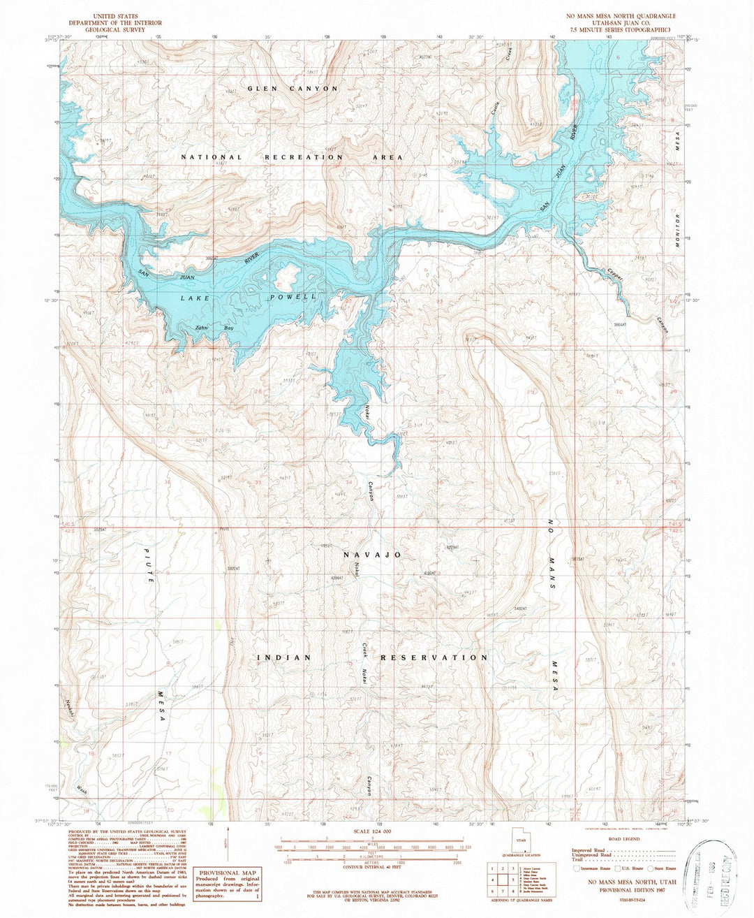 1987 No Mans Mesa North, UT - Utah - USGS Topographic Map