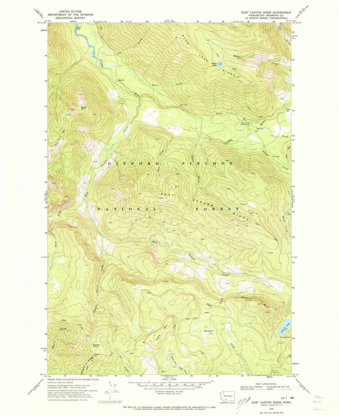 1970 East Canyon Ridge, WA - Washington - USGS Topographic Map