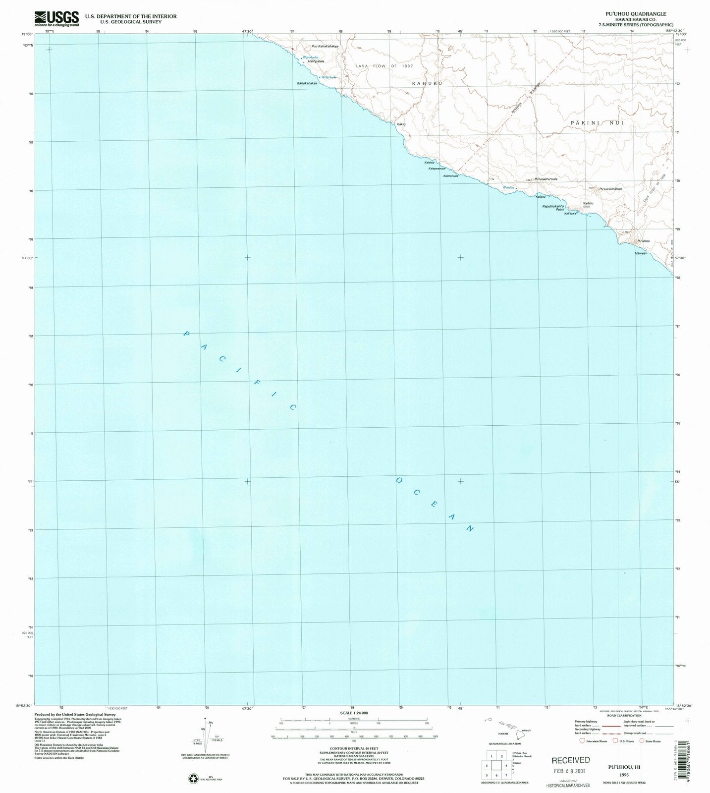 1995 Puuhou, HI - Hawaii - USGS Topographic Map