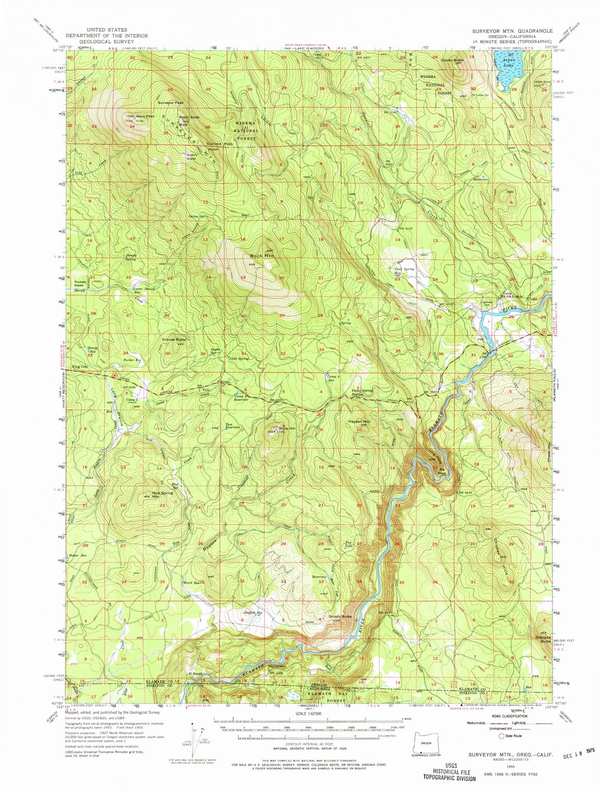 1955 Surveyor MTN, OR - Oregon - USGS Topographic Map