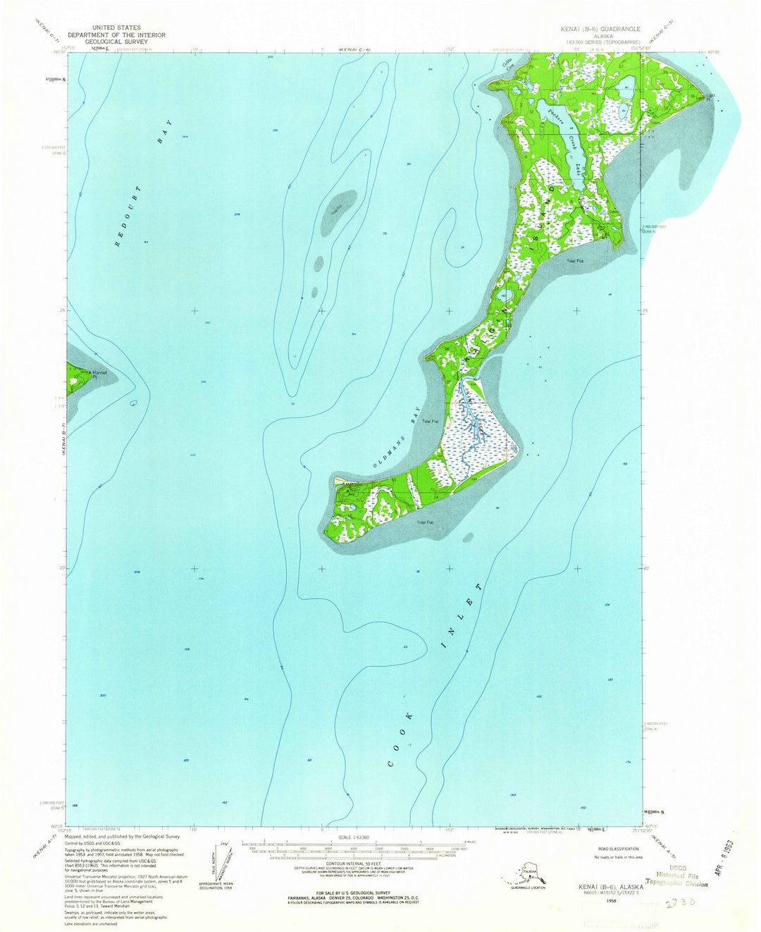 1958 Kenai, AK - Alaska - USGS Topographic Map3