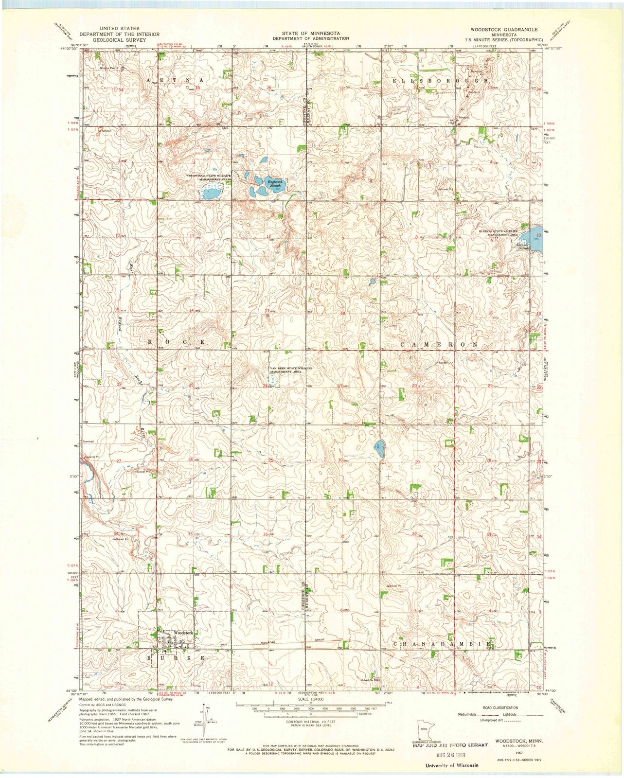 1967 Woodstock, MN - Minnesota - USGS Topographic Map