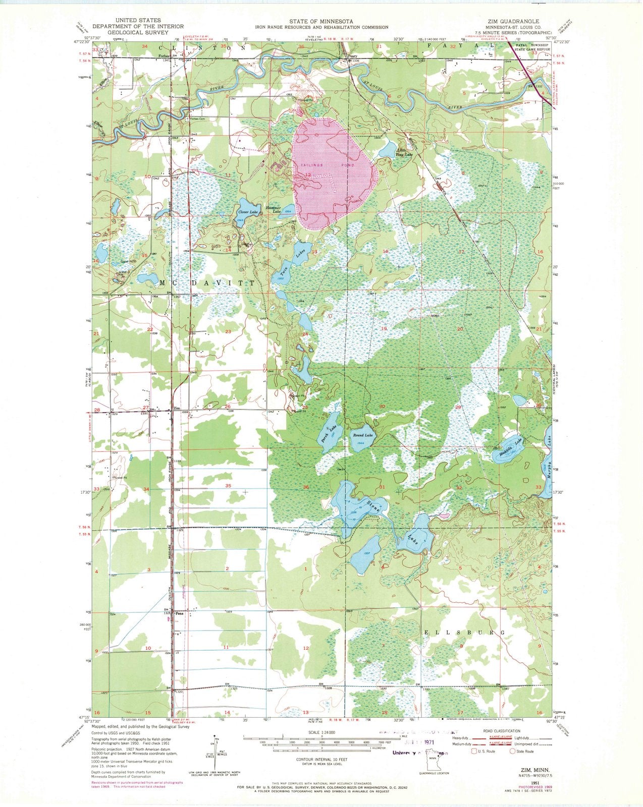 1951 Zim, MN - Minnesota - USGS Topographic Map