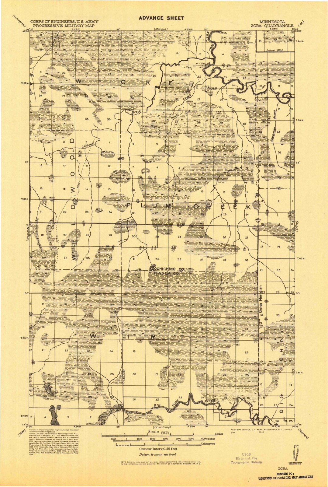 1918 Zora, MN - Minnesota - USGS Topographic Map