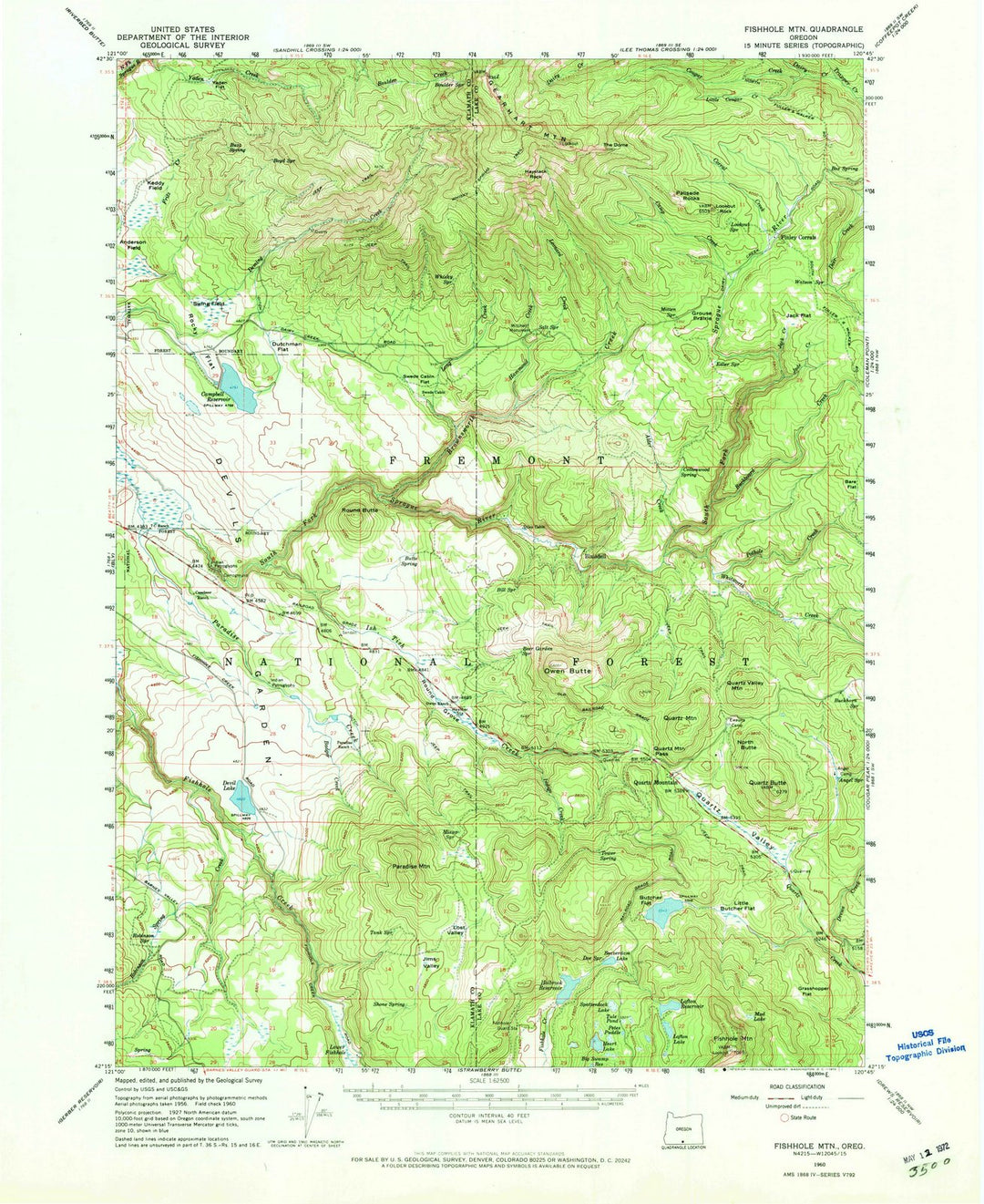 1960 Fishhole MTN, OR - Oregon - USGS Topographic Map