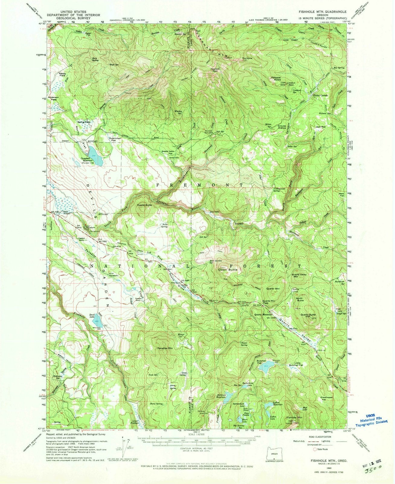 1960 Fishhole MTN, OR - Oregon - USGS Topographic Map