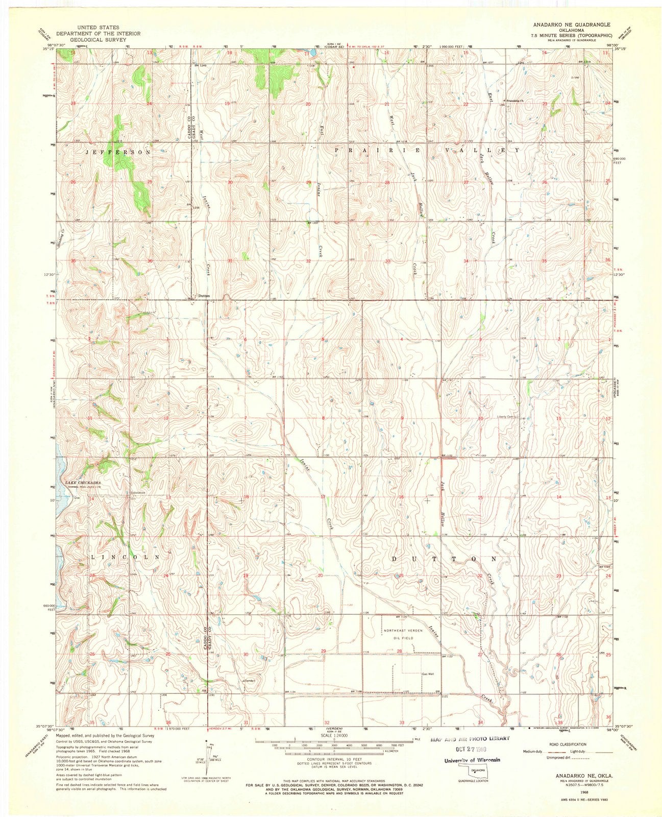 1968 Anadarko, OK - Oklahoma - USGS Topographic Map v3