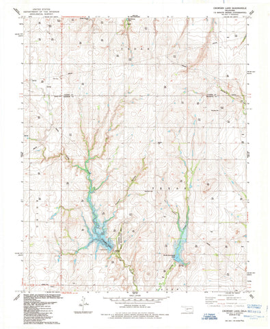 1985 Crowder Lake, OK - Oklahoma - USGS Topographic Map