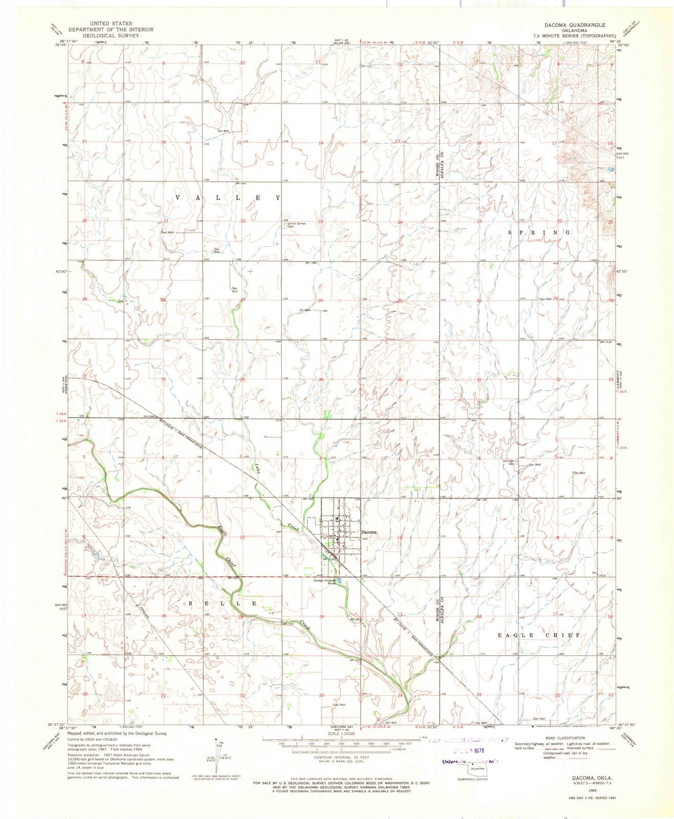 1969 Dacoma, OK - Oklahoma - USGS Topographic Map