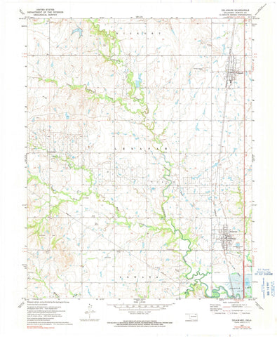 1972 Delaware, OK - Oklahoma - USGS Topographic Map