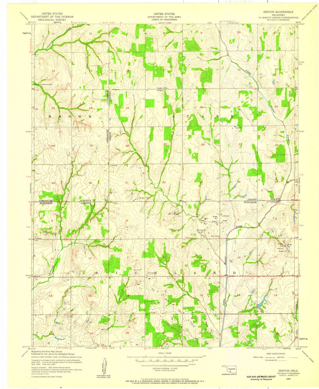 1956 Denton, OK - Oklahoma - USGS Topographic Map