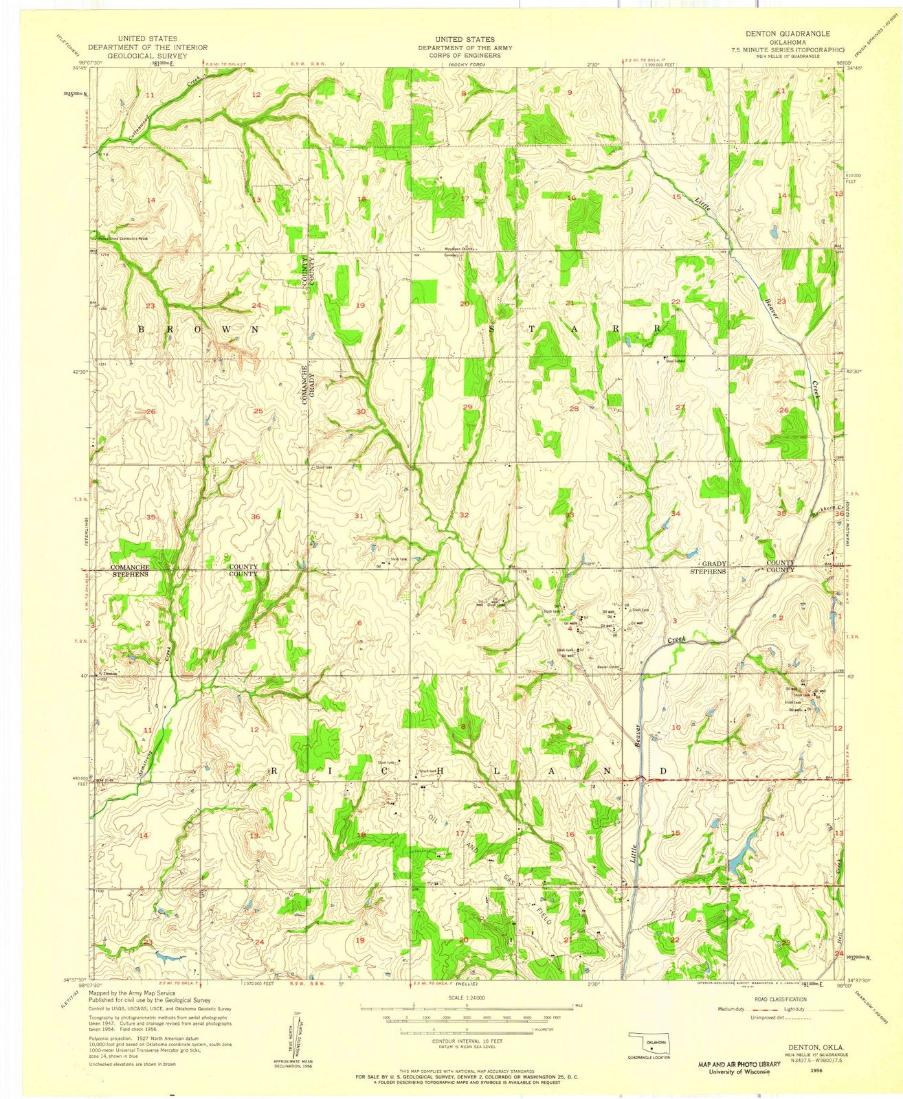 1956 Denton, OK - Oklahoma - USGS Topographic Map