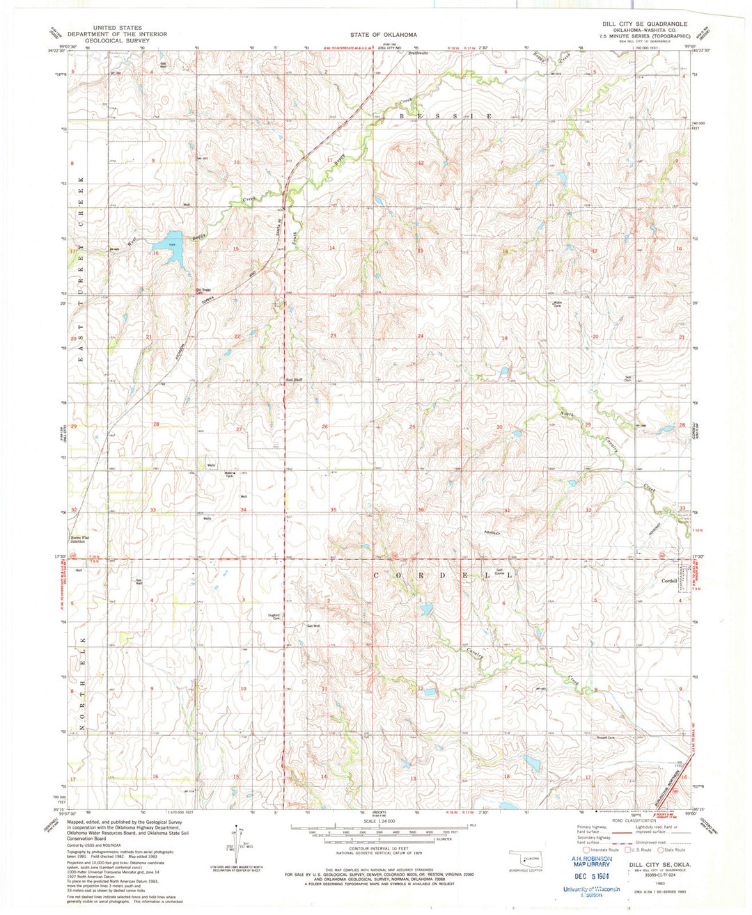 1983 Dill City, OK - Oklahoma - USGS Topographic Map v2