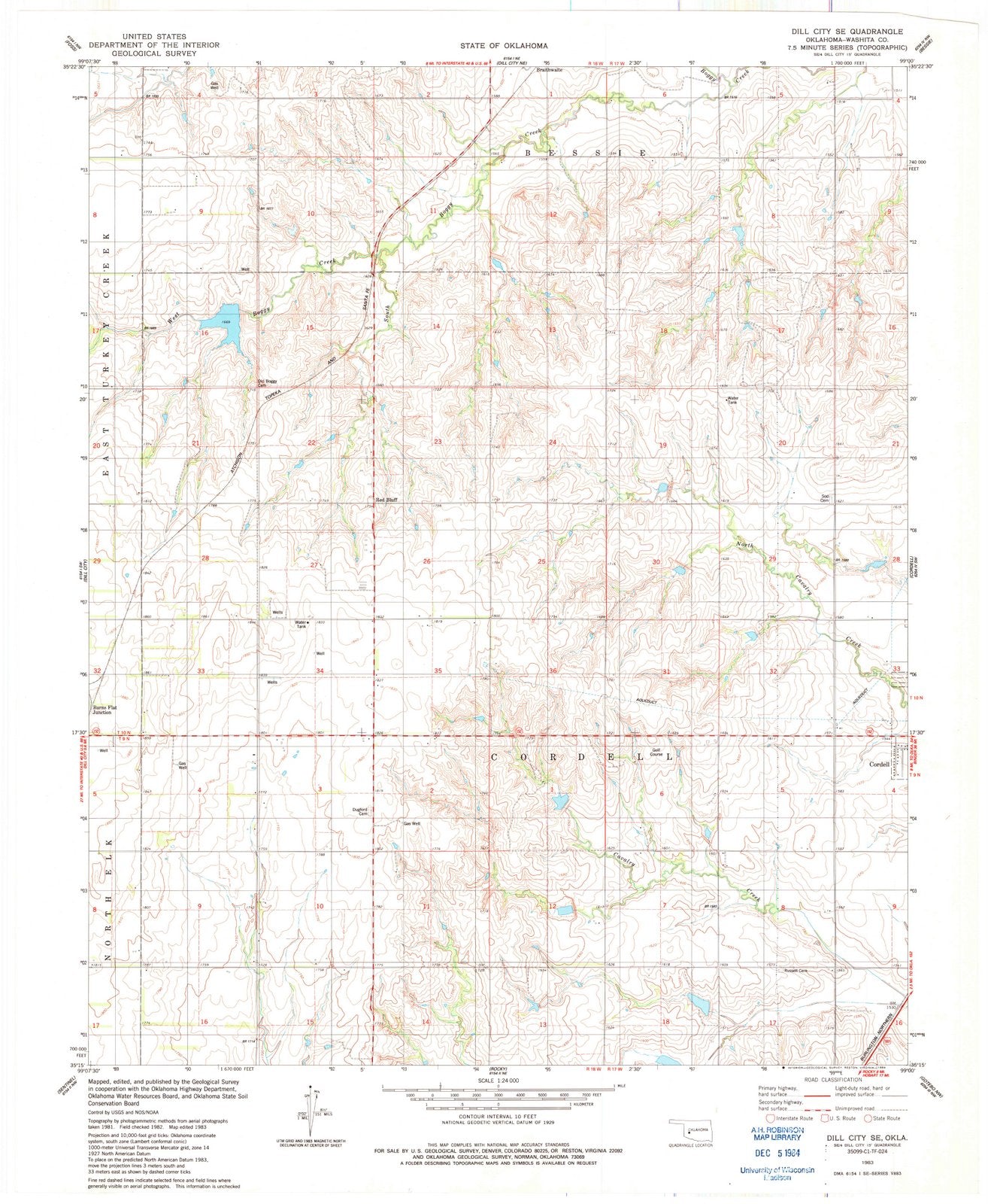 1983 Dill City, OK - Oklahoma - USGS Topographic Map v2