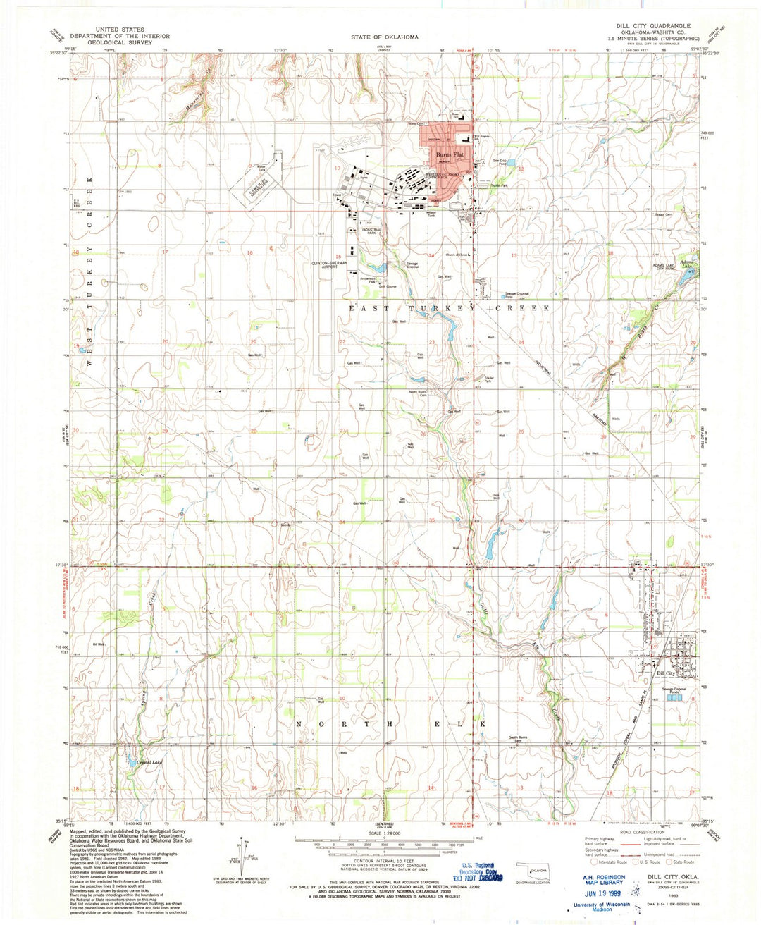 1983 Dill City, OK - Oklahoma - USGS Topographic Map v3