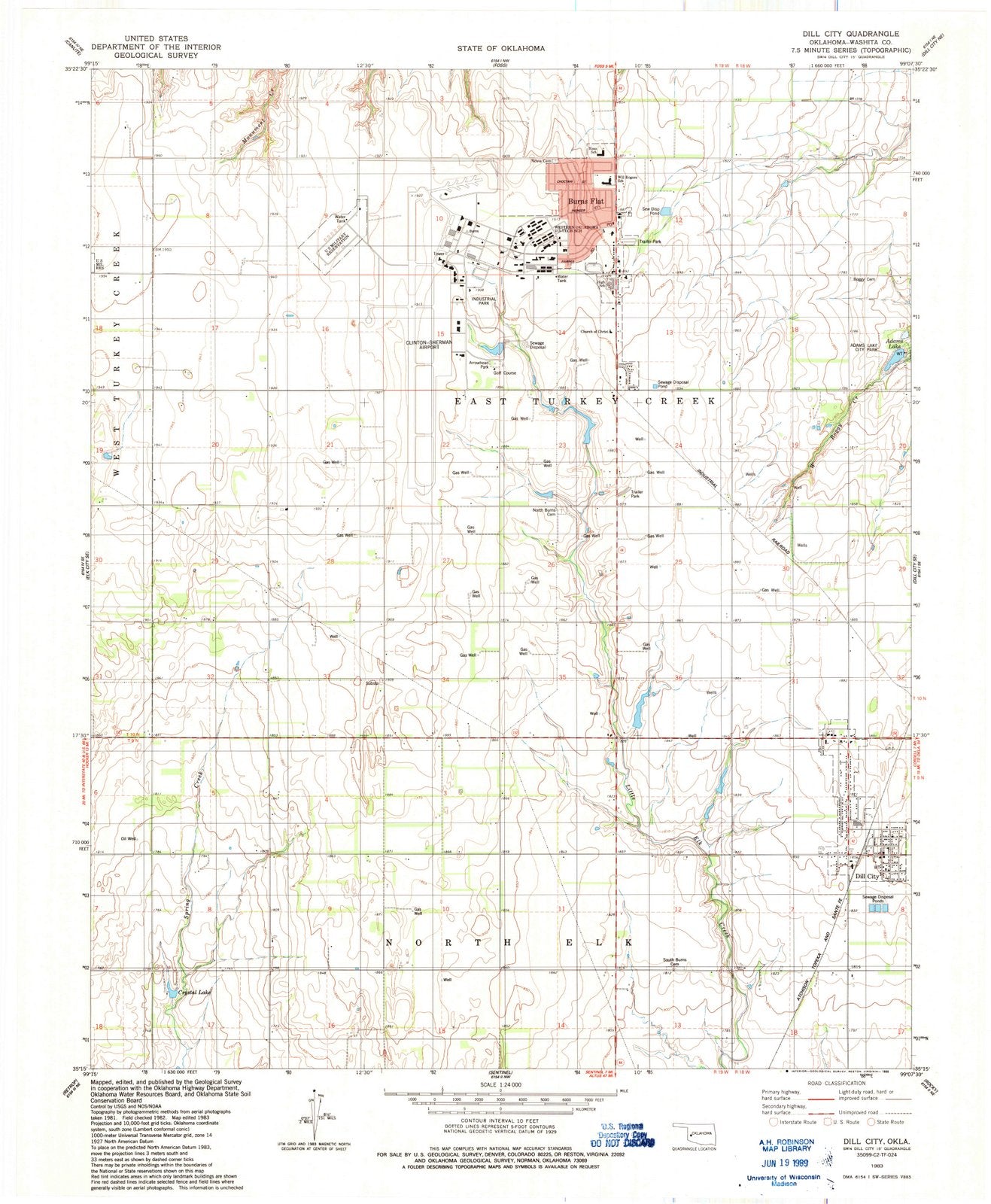 1983 Dill City, OK - Oklahoma - USGS Topographic Map v3