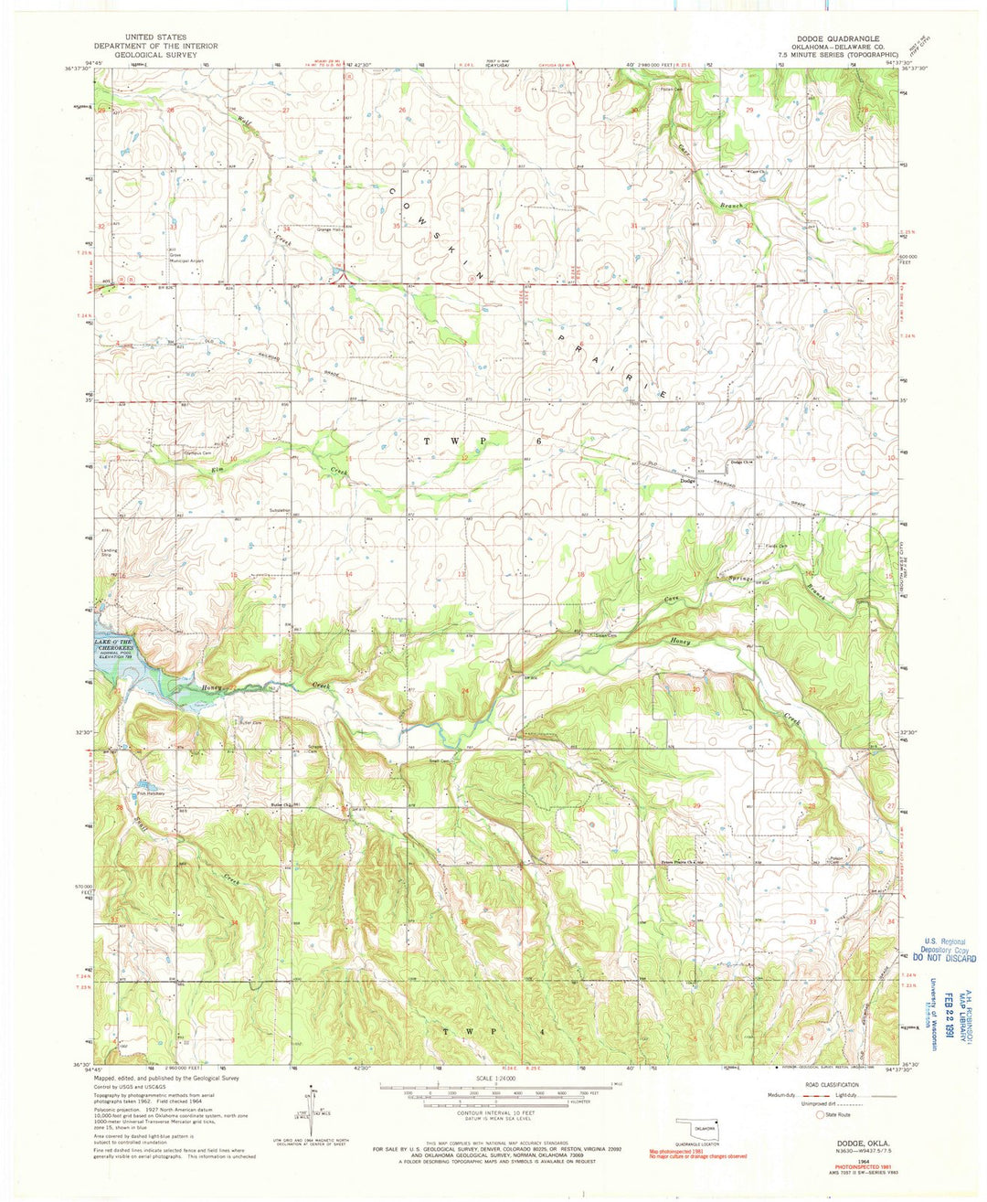 1964 Dodge, OK - Oklahoma - USGS Topographic Map