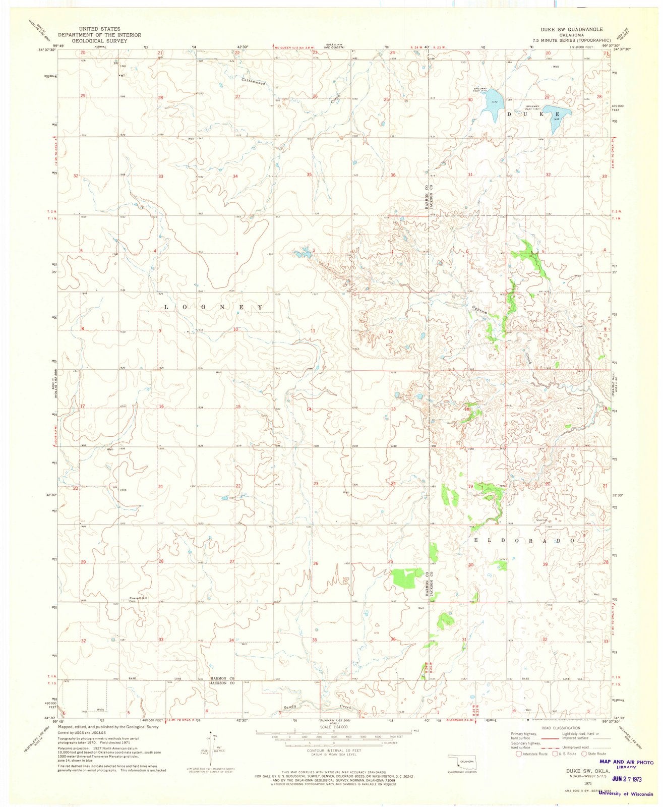 1971 Duke, OK - Oklahoma - USGS Topographic Map