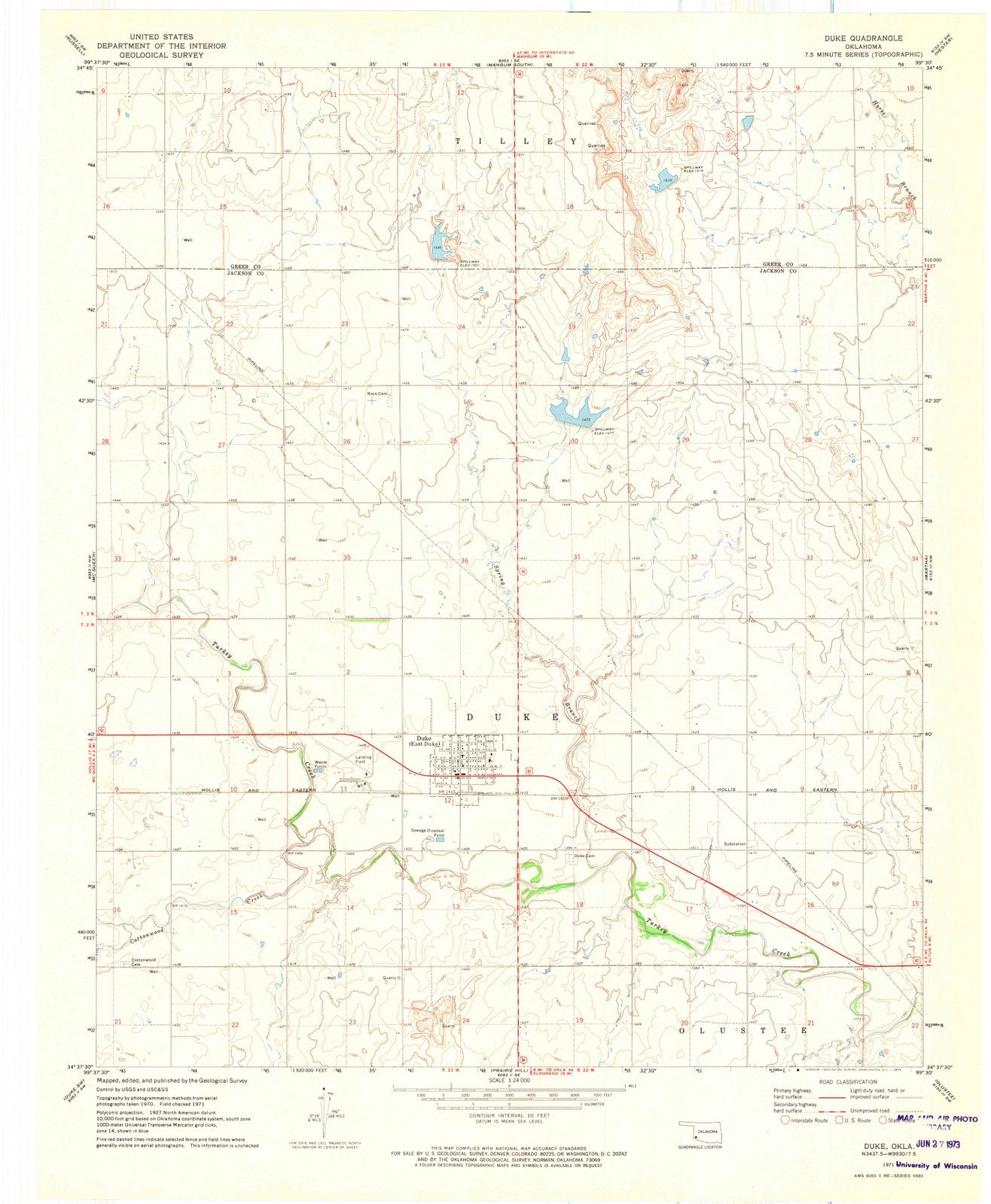 1971 Duke, OK - Oklahoma - USGS Topographic Map v2