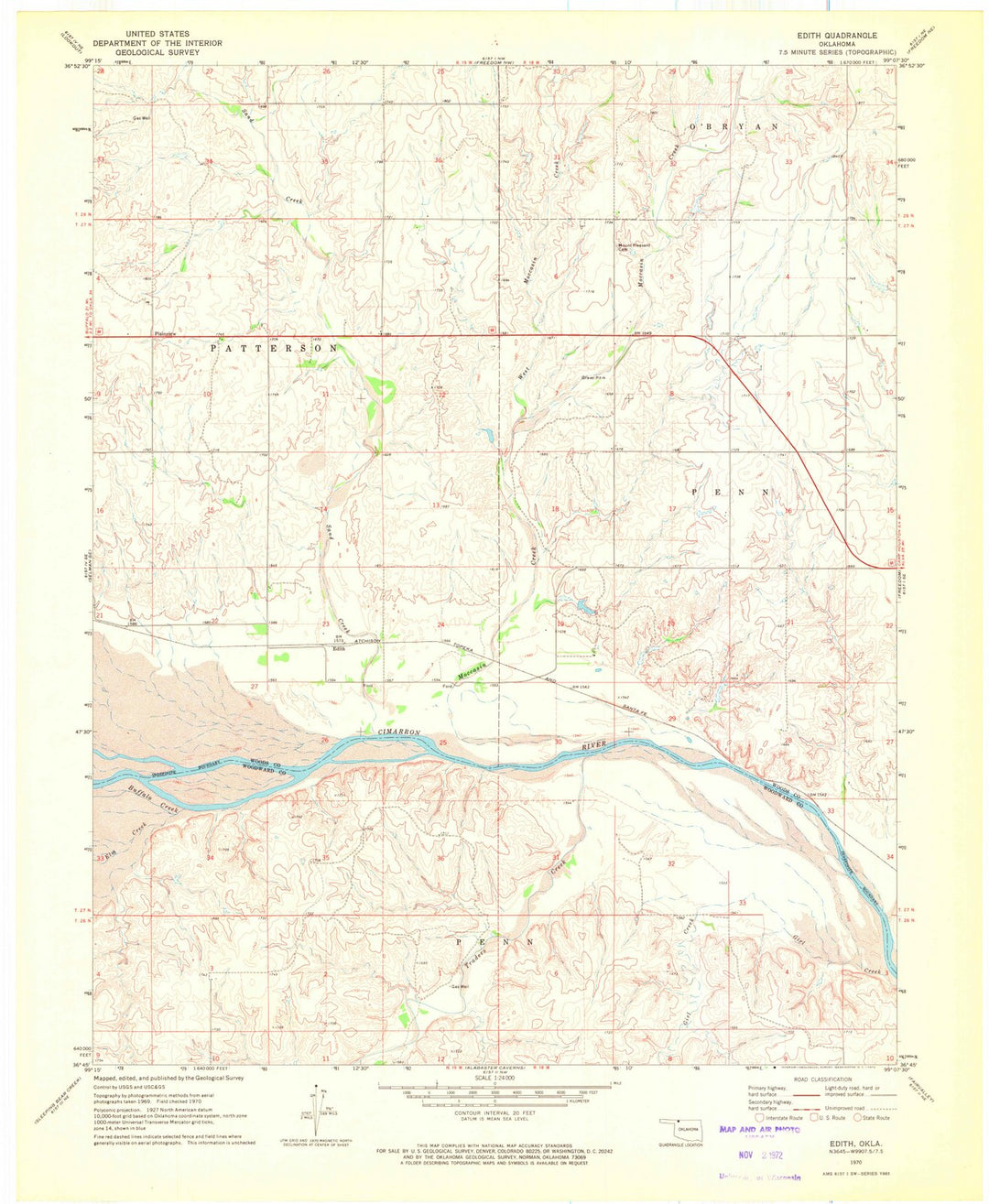 1970 Edith, OK - Oklahoma - USGS Topographic Map