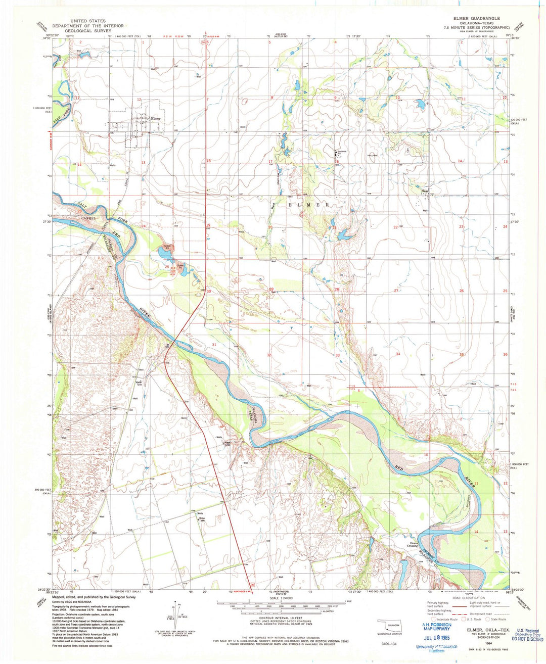 1984 Elmer, OK - Oklahoma - USGS Topographic Map