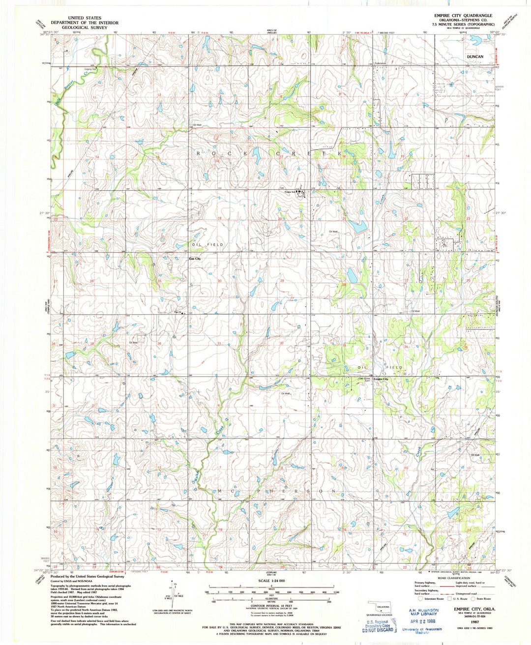 1987 Empire City, OK - Oklahoma - USGS Topographic Map