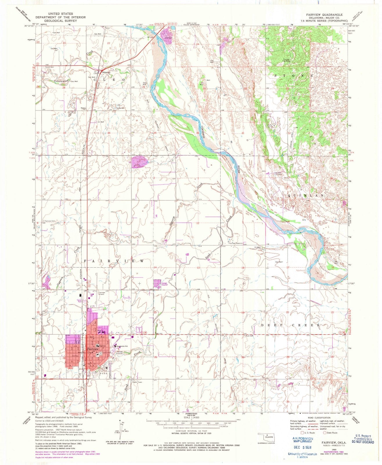 1969 Fairview, OK - Oklahoma - USGS Topographic Map