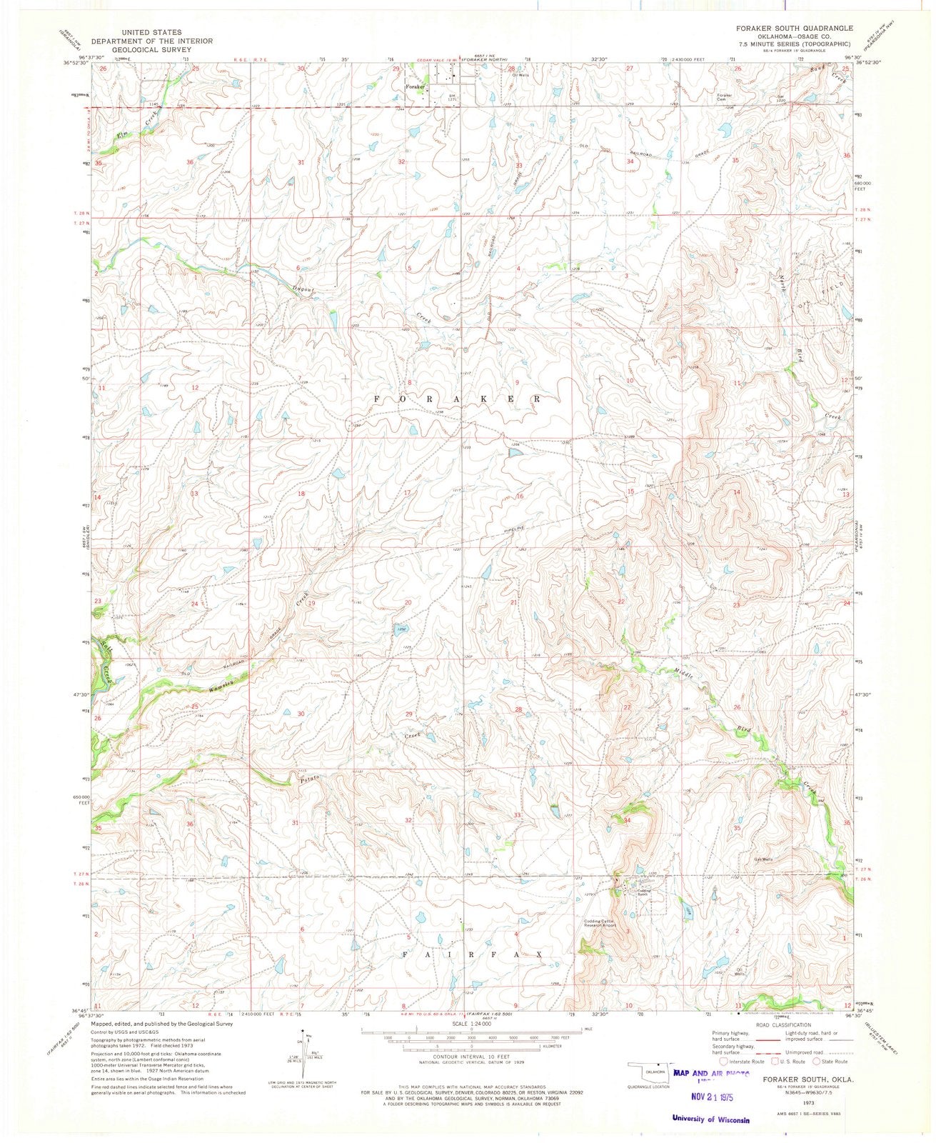 1973 Foraker South, OK - Oklahoma - USGS Topographic Map