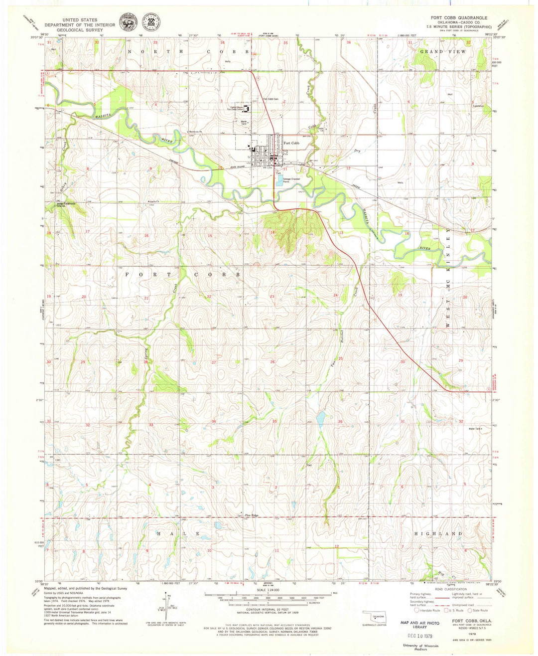 1979 Fort Cobb, OK - Oklahoma - USGS Topographic Map