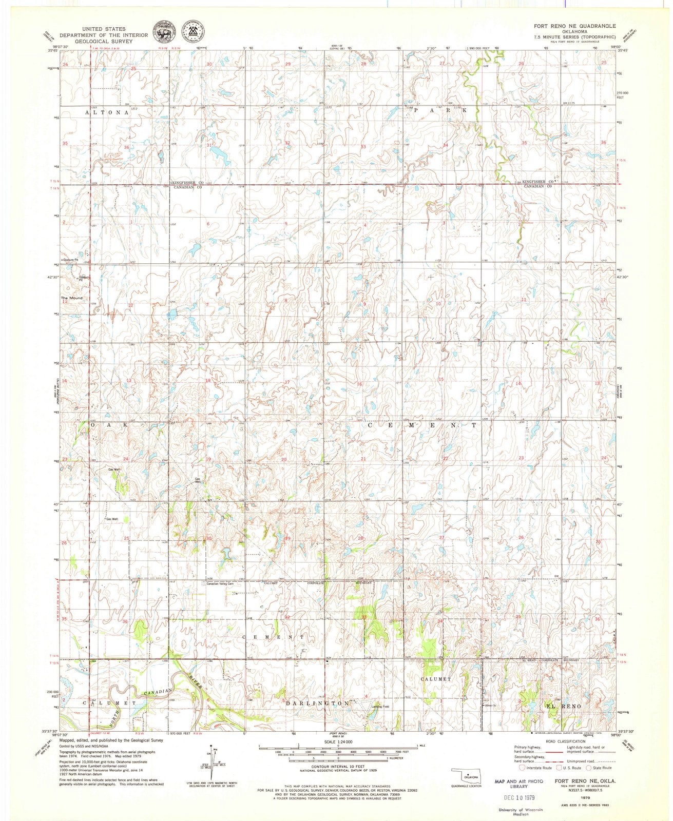 1979 Fort Reno, OK - Oklahoma - USGS Topographic Map