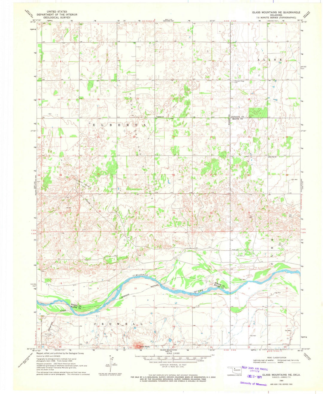 1969 Glass Mountains, OK - Oklahoma - USGS Topographic Map