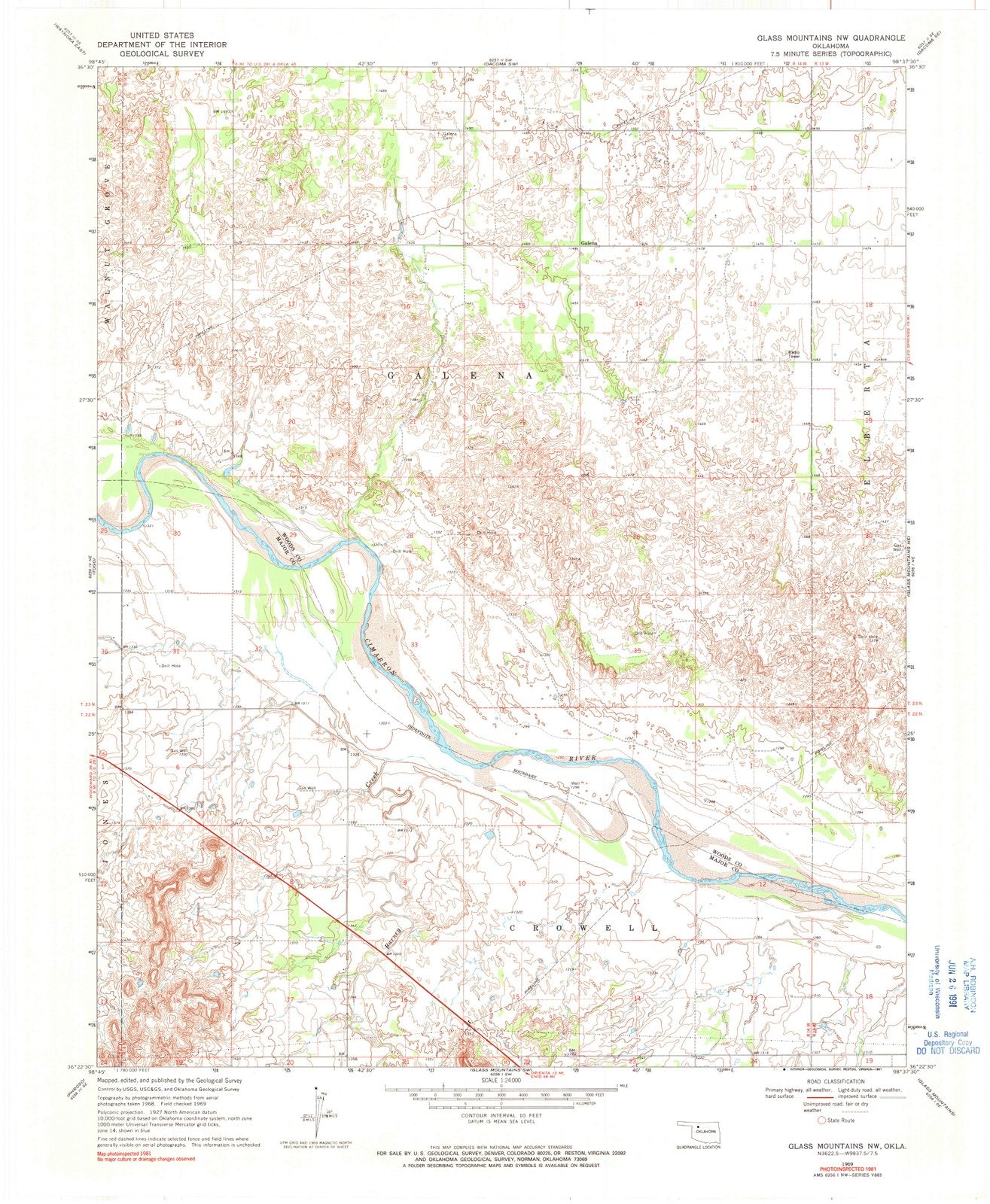 1969 Glass Mountains, OK - Oklahoma - USGS Topographic Map v2