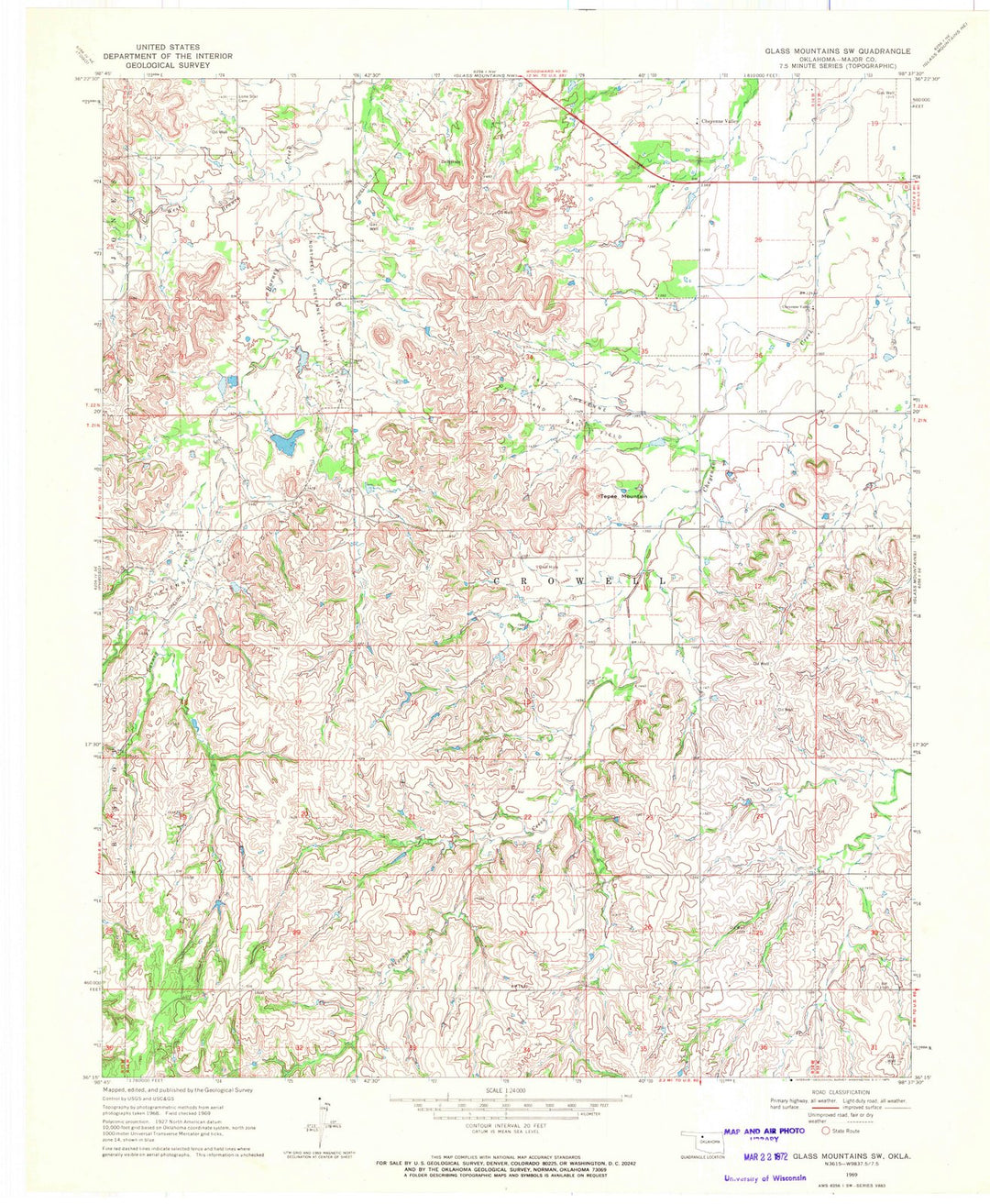 1969 Glass Mountains, OK - Oklahoma - USGS Topographic Map v3