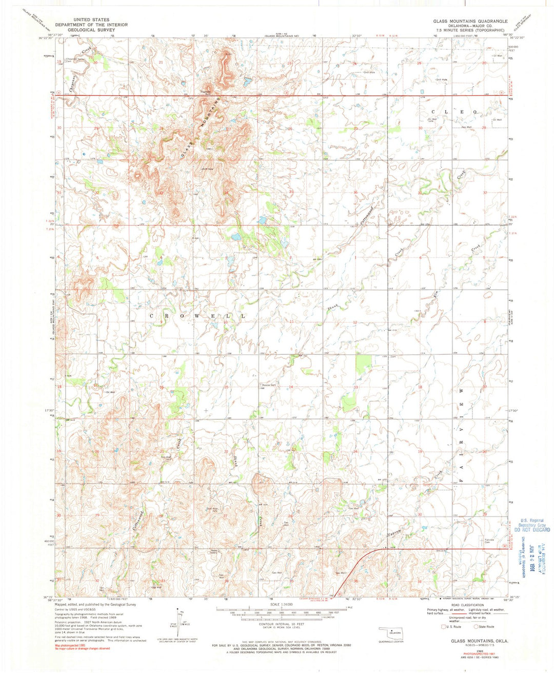 1969 Glass Mountains, OK - Oklahoma - USGS Topographic Map v4