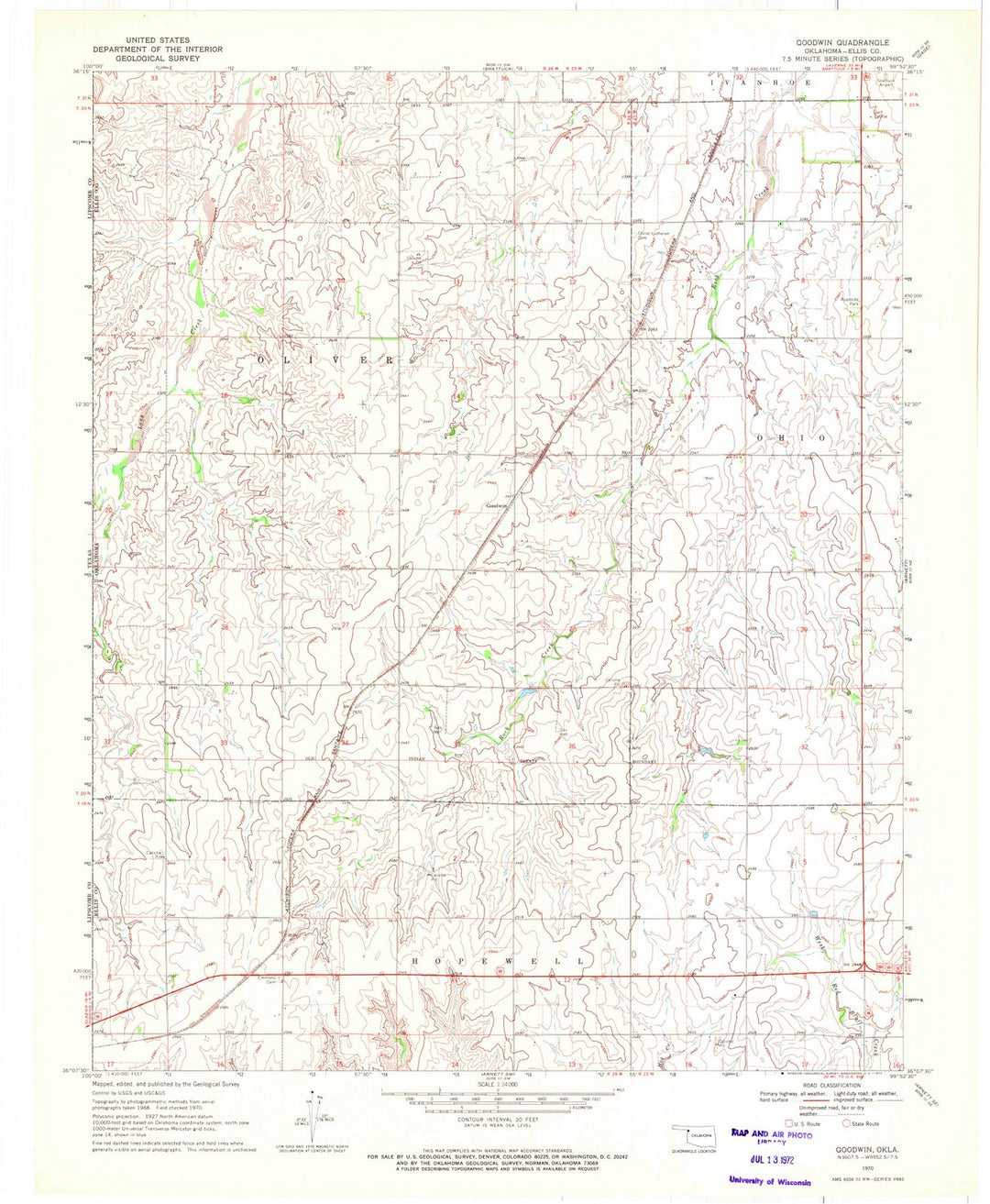 1970 Goodwin, OK - Oklahoma - USGS Topographic Map