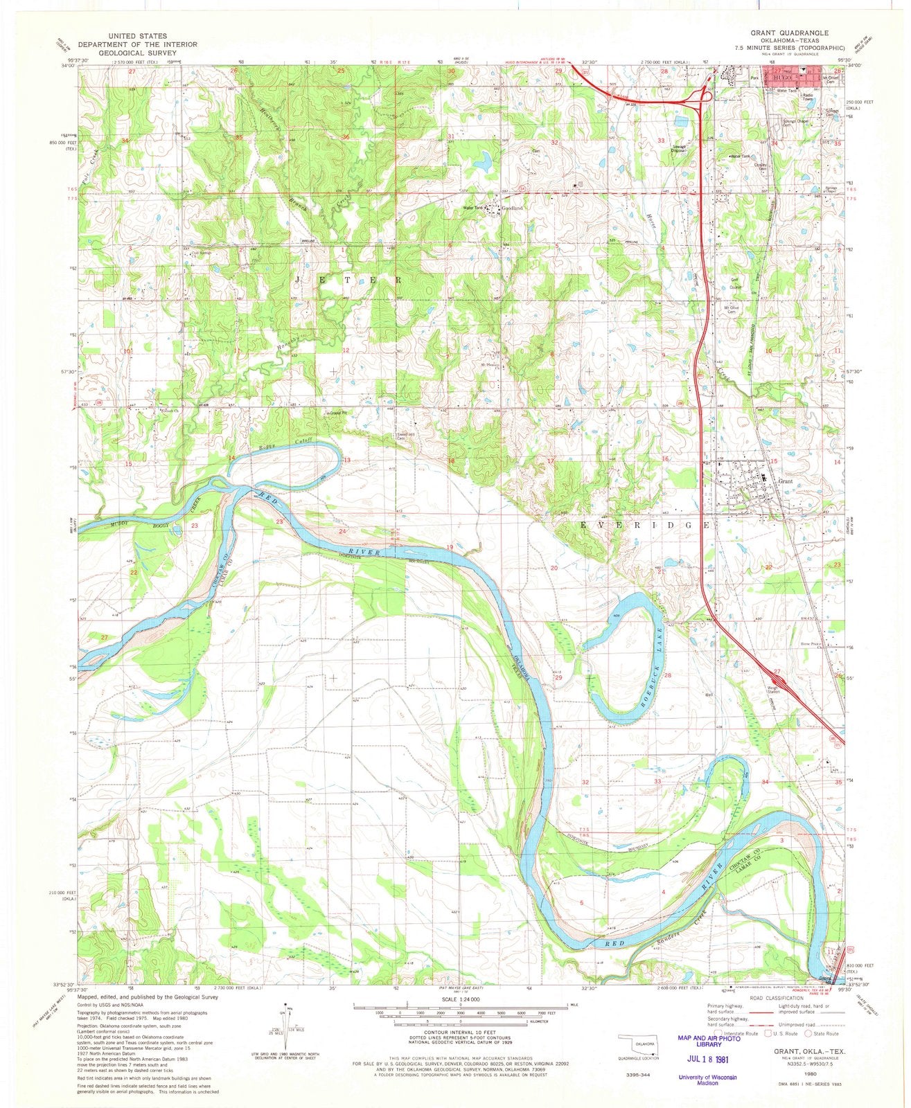 1980 Grant, OK - Oklahoma - USGS Topographic Map
