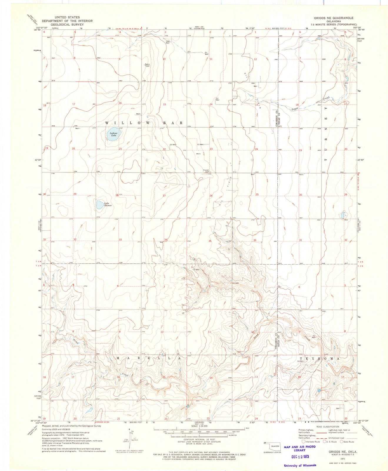 1971 Griggs, OK - Oklahoma - USGS Topographic Map