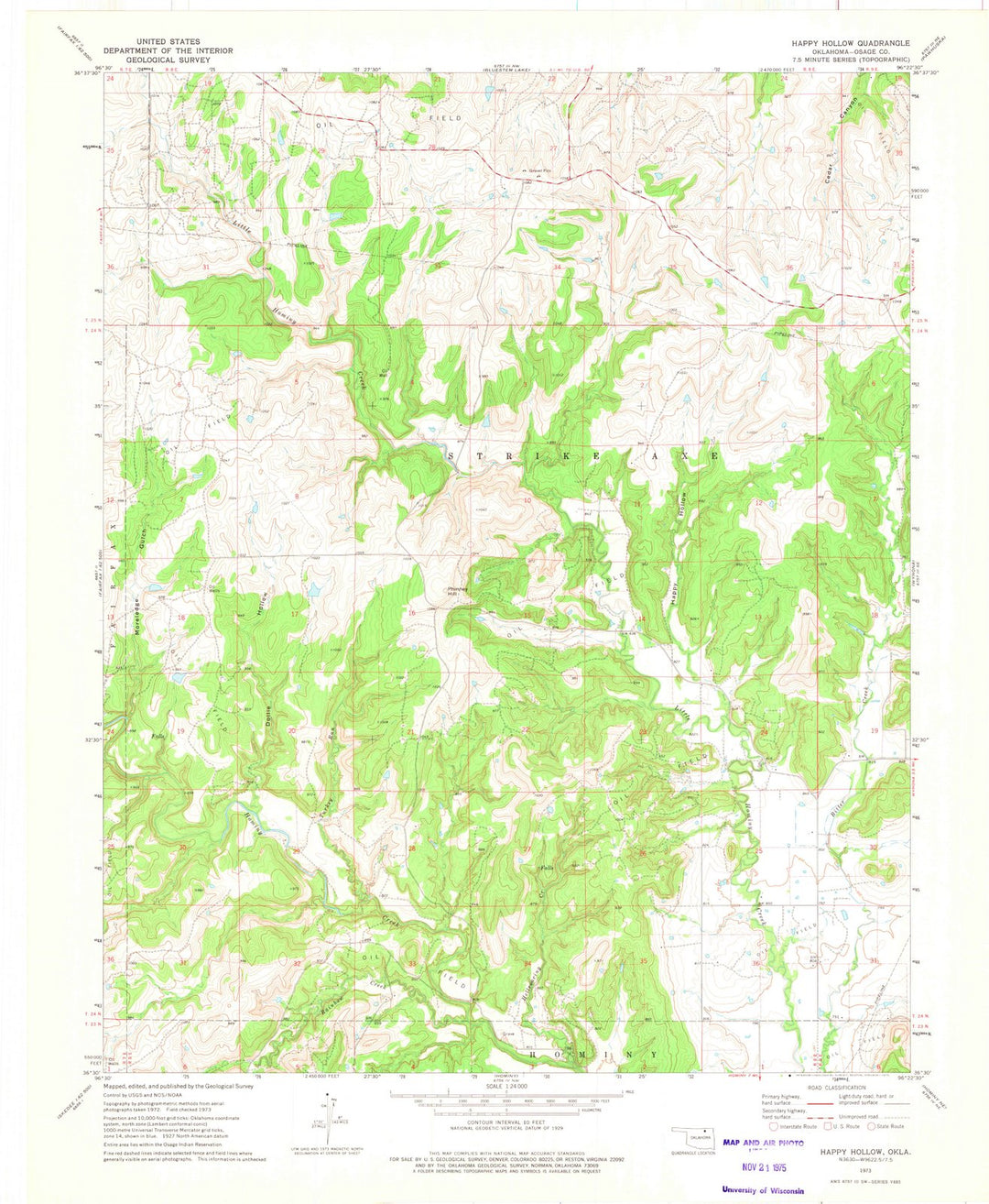 1973 Happy Hollow, OK - Oklahoma - USGS Topographic Map