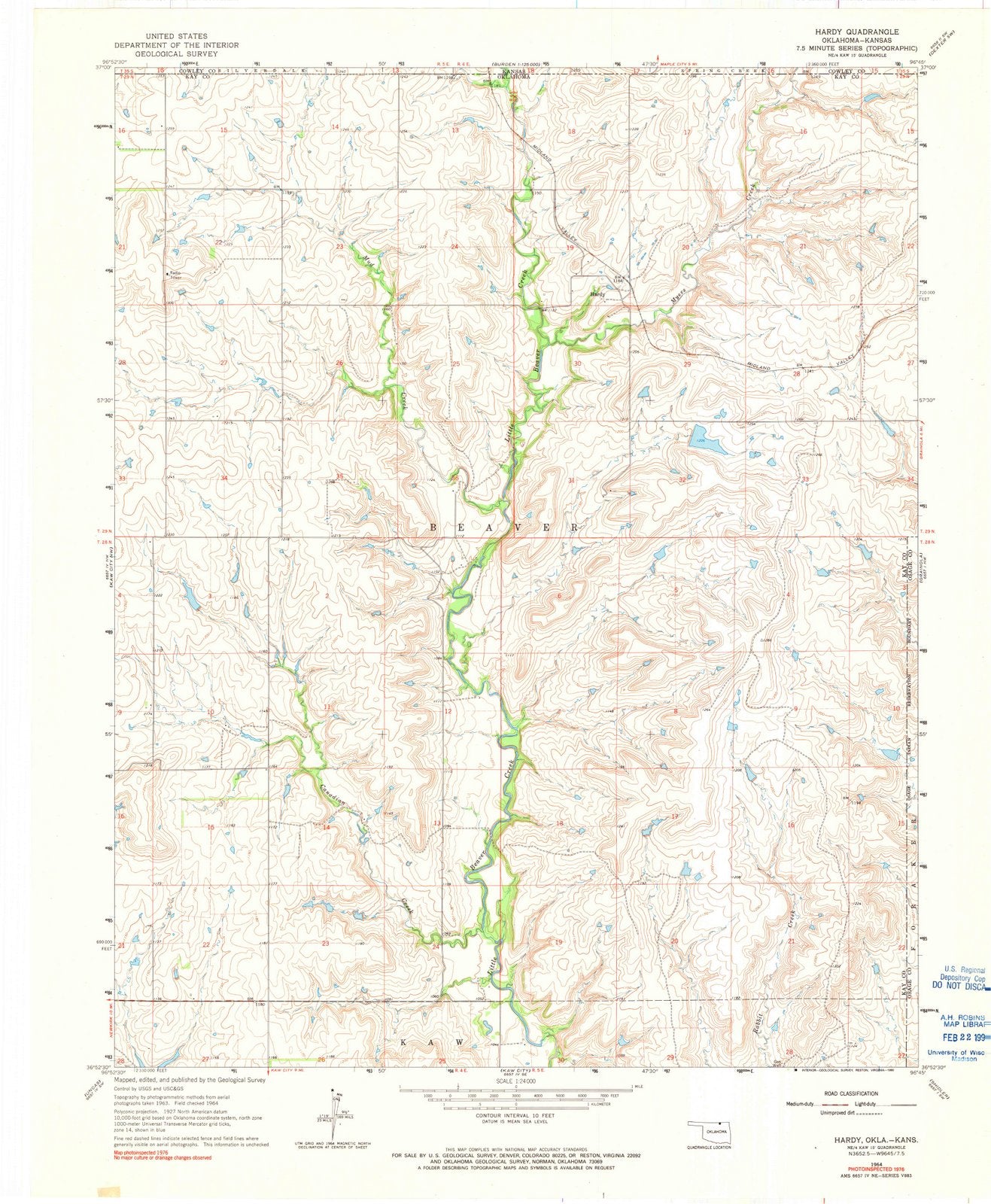 1964 Hardy, OK - Oklahoma - USGS Topographic Map