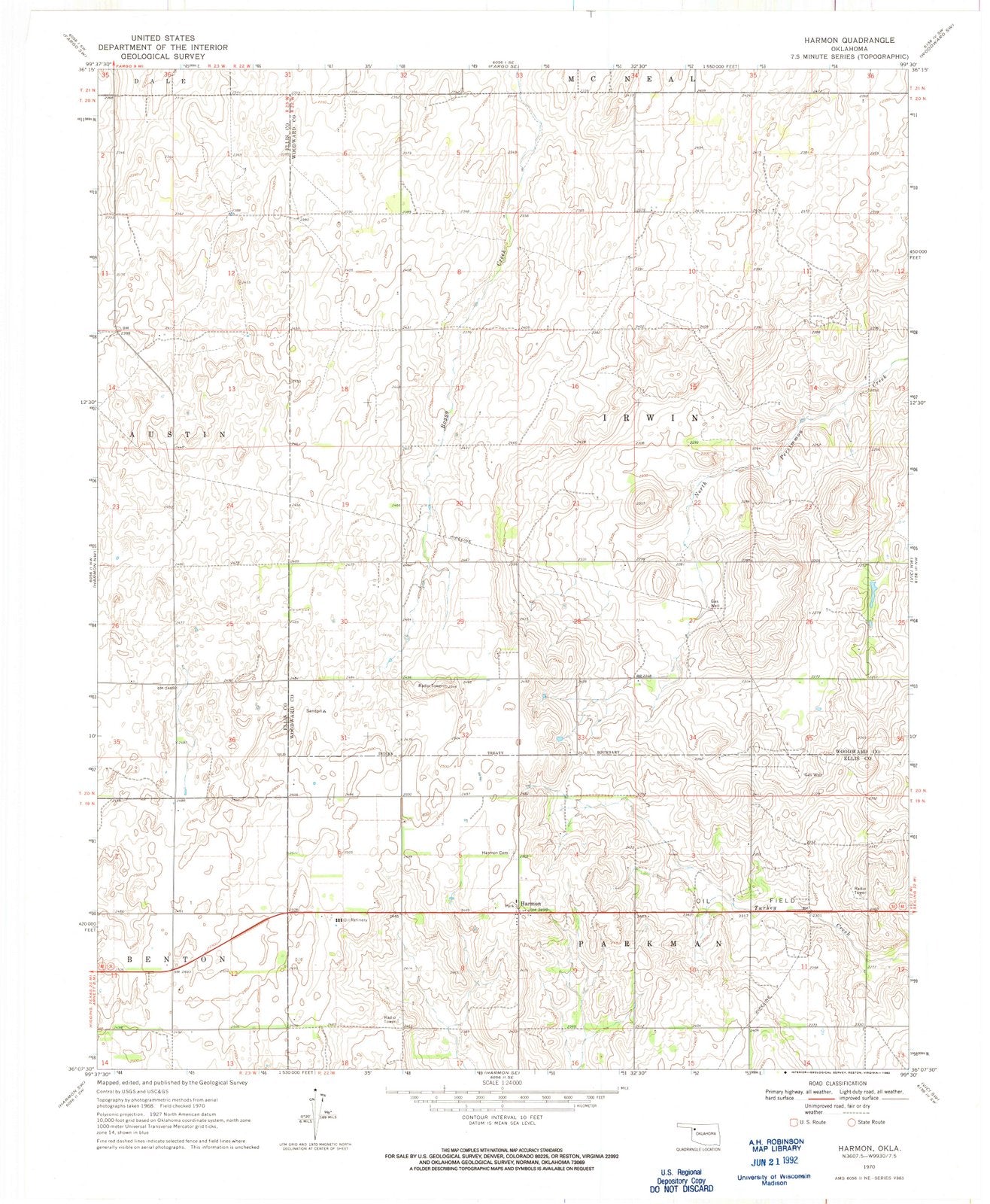 1970 Harmon, OK - Oklahoma - USGS Topographic Map v4