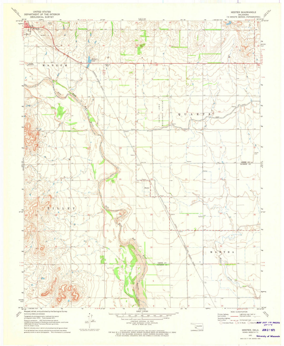 1971 Hester, OK - Oklahoma - USGS Topographic Map