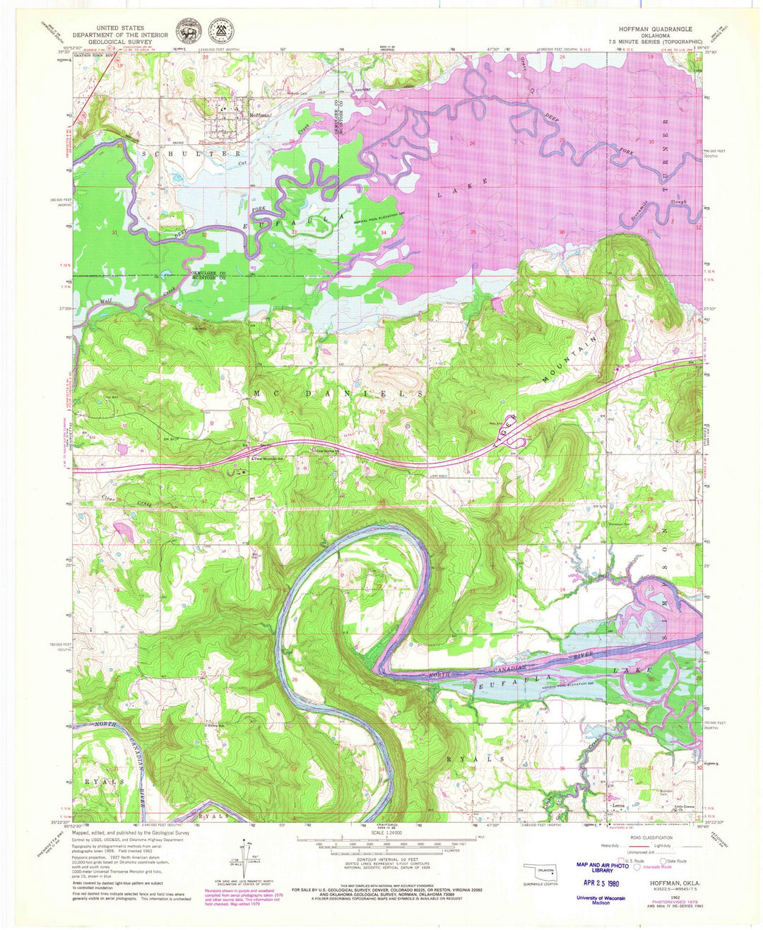 1962 Hoffman, OK - Oklahoma - USGS Topographic Map